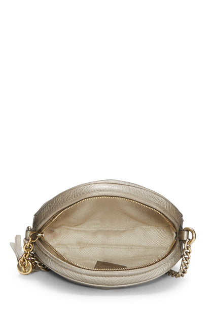 Gucci,  Metallic Gold Leather Soho Round Chain Crossbody Mini, Gold