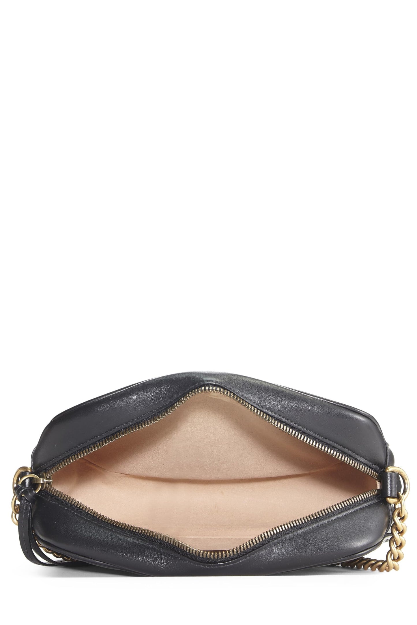 Gucci,  Black Leather GG Marmont Crossbody, Black