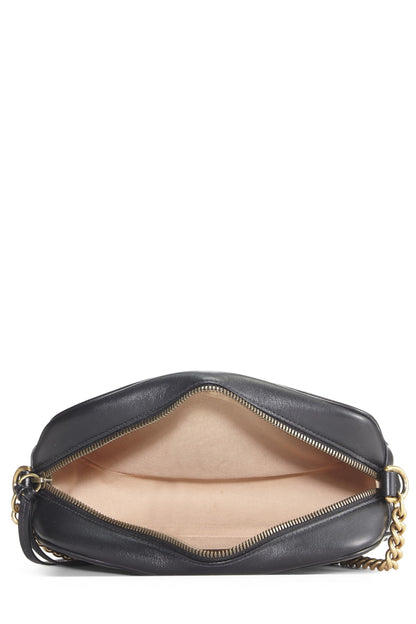 Gucci,  Black Leather GG Marmont Crossbody, Black