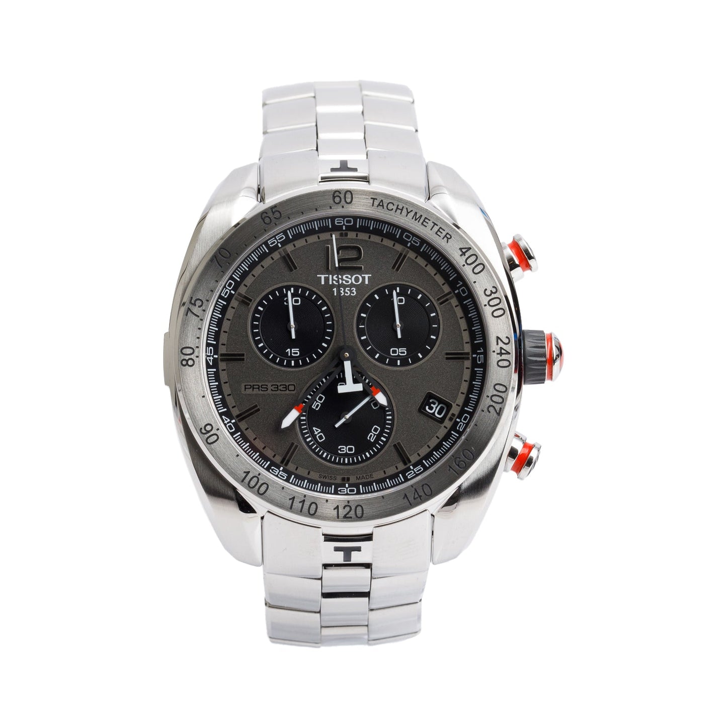 Tissot Stainless Steel PRS 330 44 MM Chronograph Quartz Watch Grey Dial w/ Box