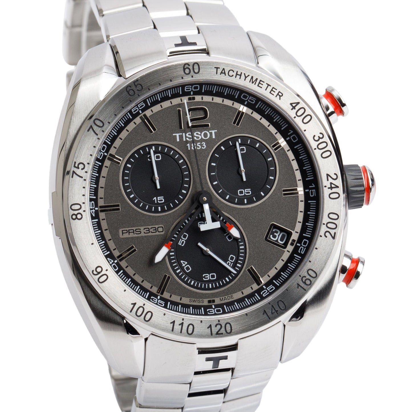 Tissot Stainless Steel PRS 330 44 MM Chronograph Quartz Watch Grey Dial w/ Box