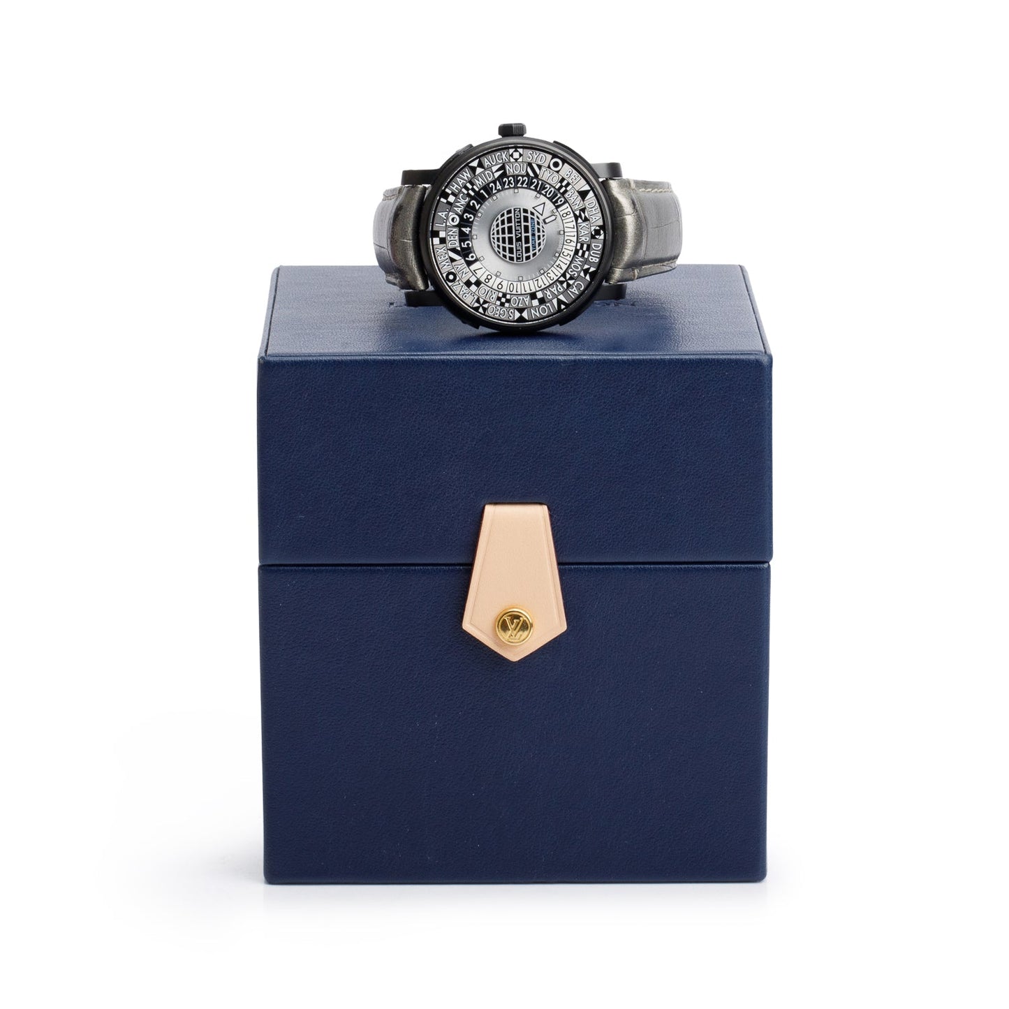 Louis Vuitton Black PVD Stainless Steel Limited Edition Escale Time Zone Spacecraft 39 MM Watch Q5D24 w/ Box