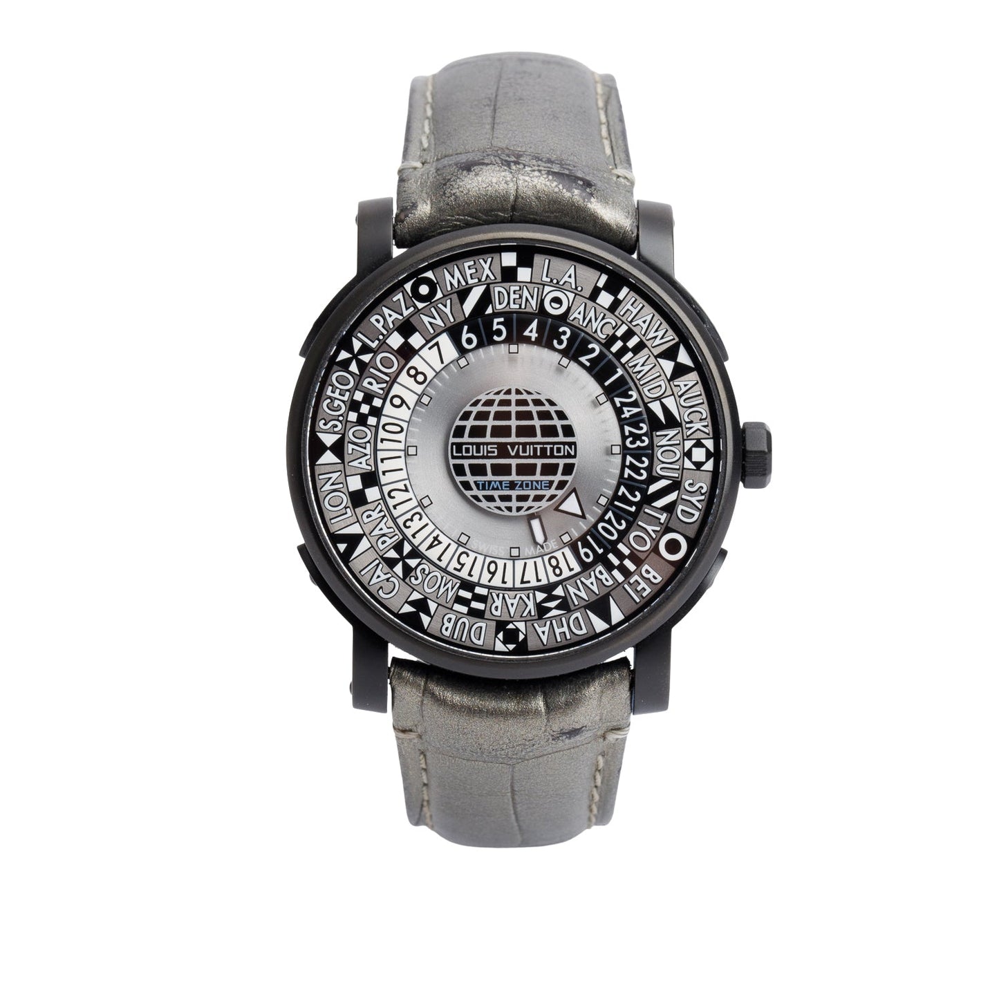 Louis Vuitton Black PVD Stainless Steel Limited Edition Escale Time Zone Spacecraft 39 MM Watch Q5D24 w/ Box