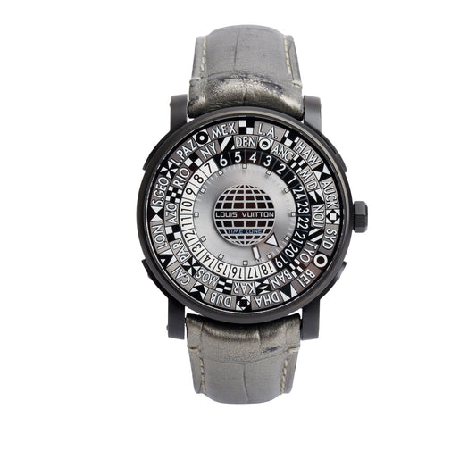 Louis Vuitton Black PVD Stainless Steel Limited Edition Escale Time Zone Spacecraft 39 MM Watch Q5D24 w/ Box
