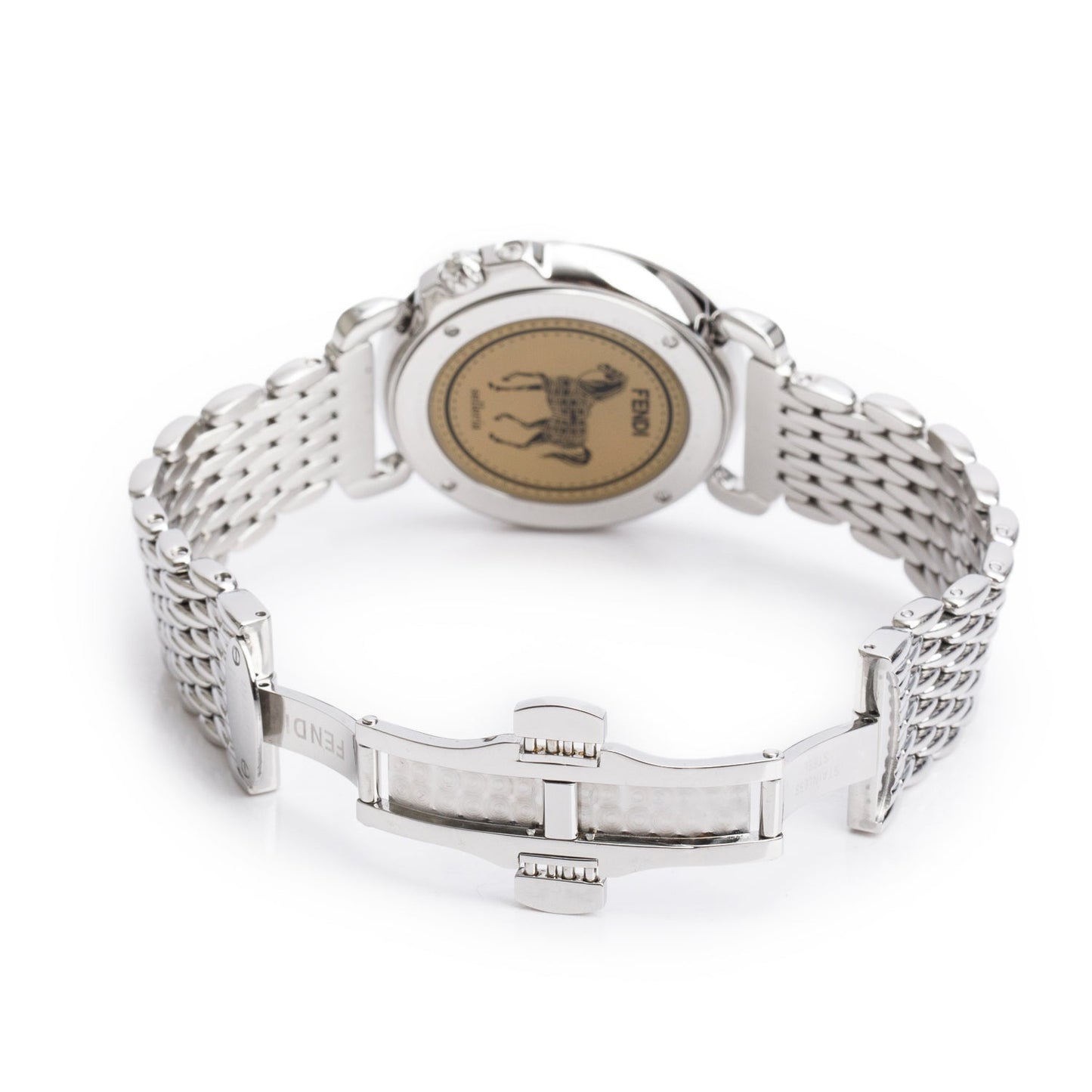 Fendi Stainless Steel Selleria 37 MM Quartz Watch Mother of Pearl Dial 8100M w/ Box & Extra Strap