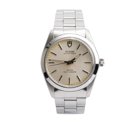 Tudor Vintage Stainless Steel Oyster Prince 34 MM Automatic Watch Silver Dial 90220
