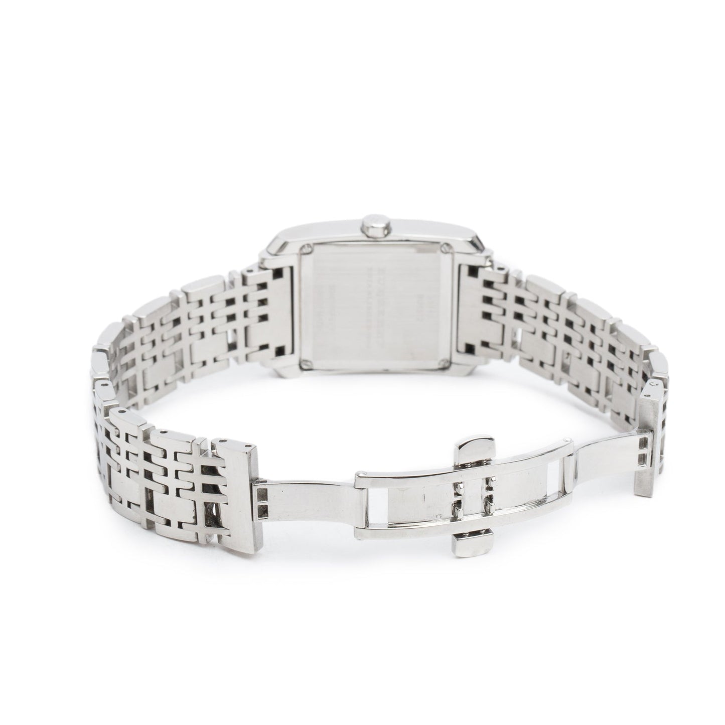 Burberry Stainless Steel Nova Check Square Quartz Watch Silver Check Dial BU1572