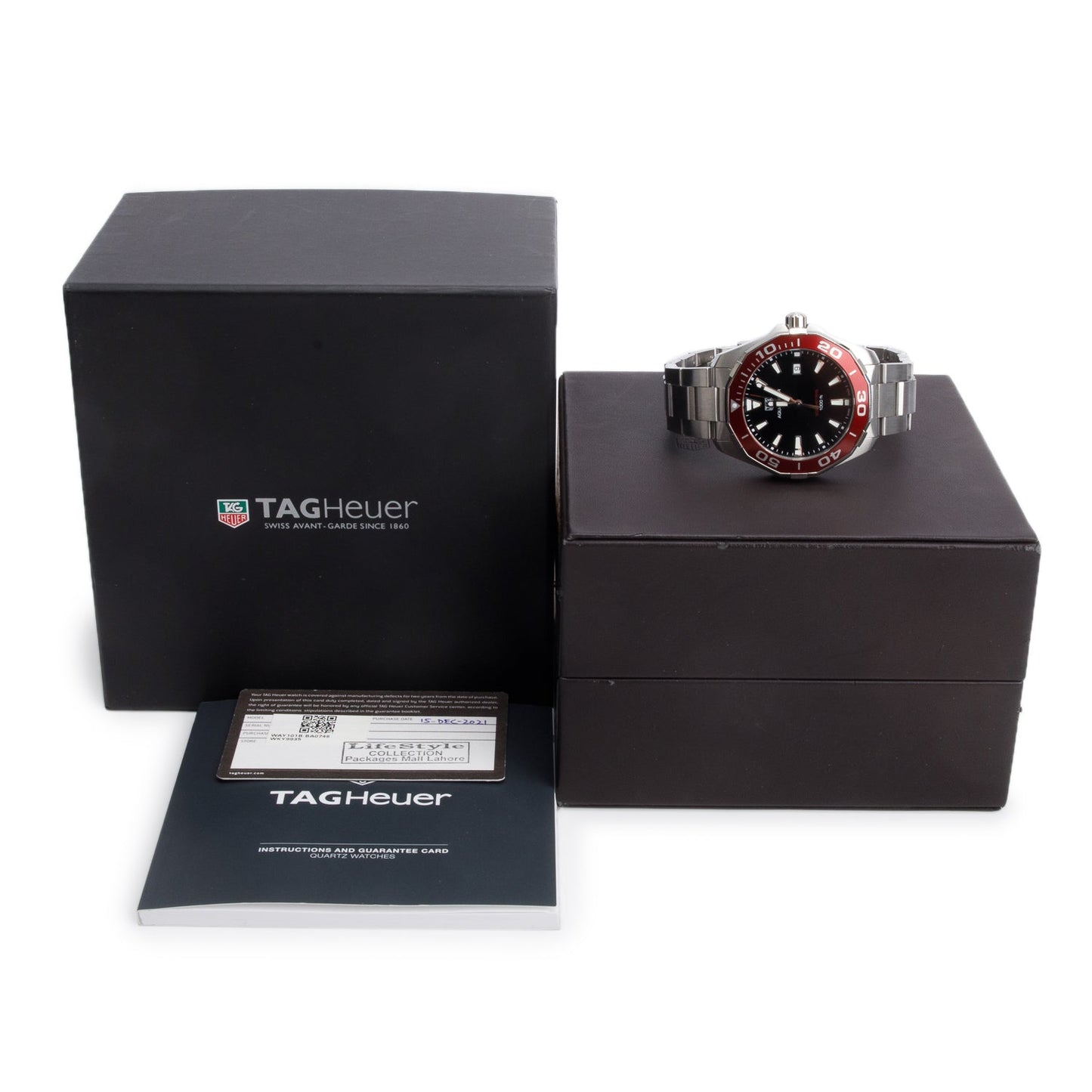 Tag Heuer 2021 Stainless Steel Aquaracer 44 MM Quartz Watch WAY101B Black Dial w/ Box & Papers