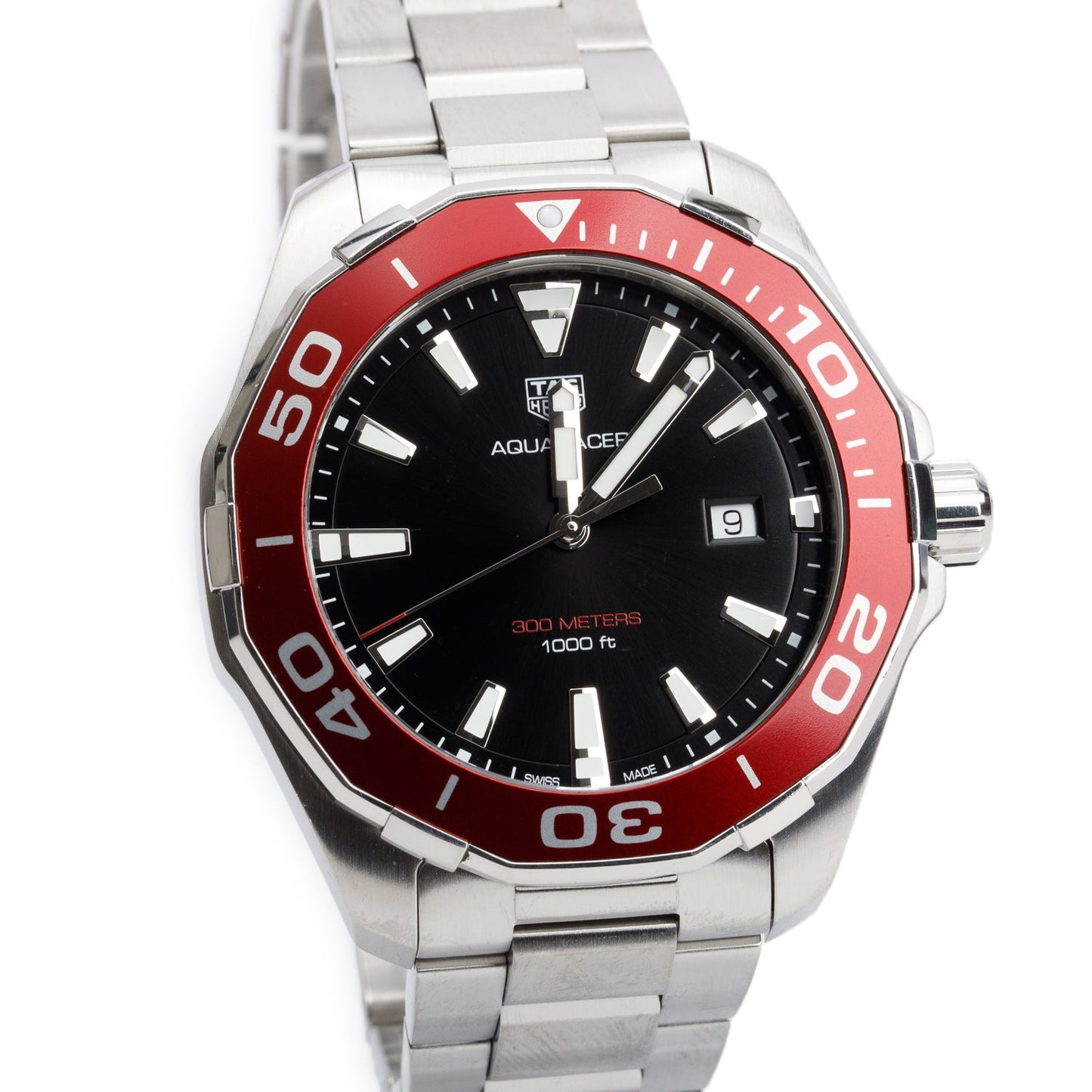 Tag Heuer 2021 Stainless Steel Aquaracer 44 MM Quartz Watch WAY101B Black Dial w/ Box & Papers