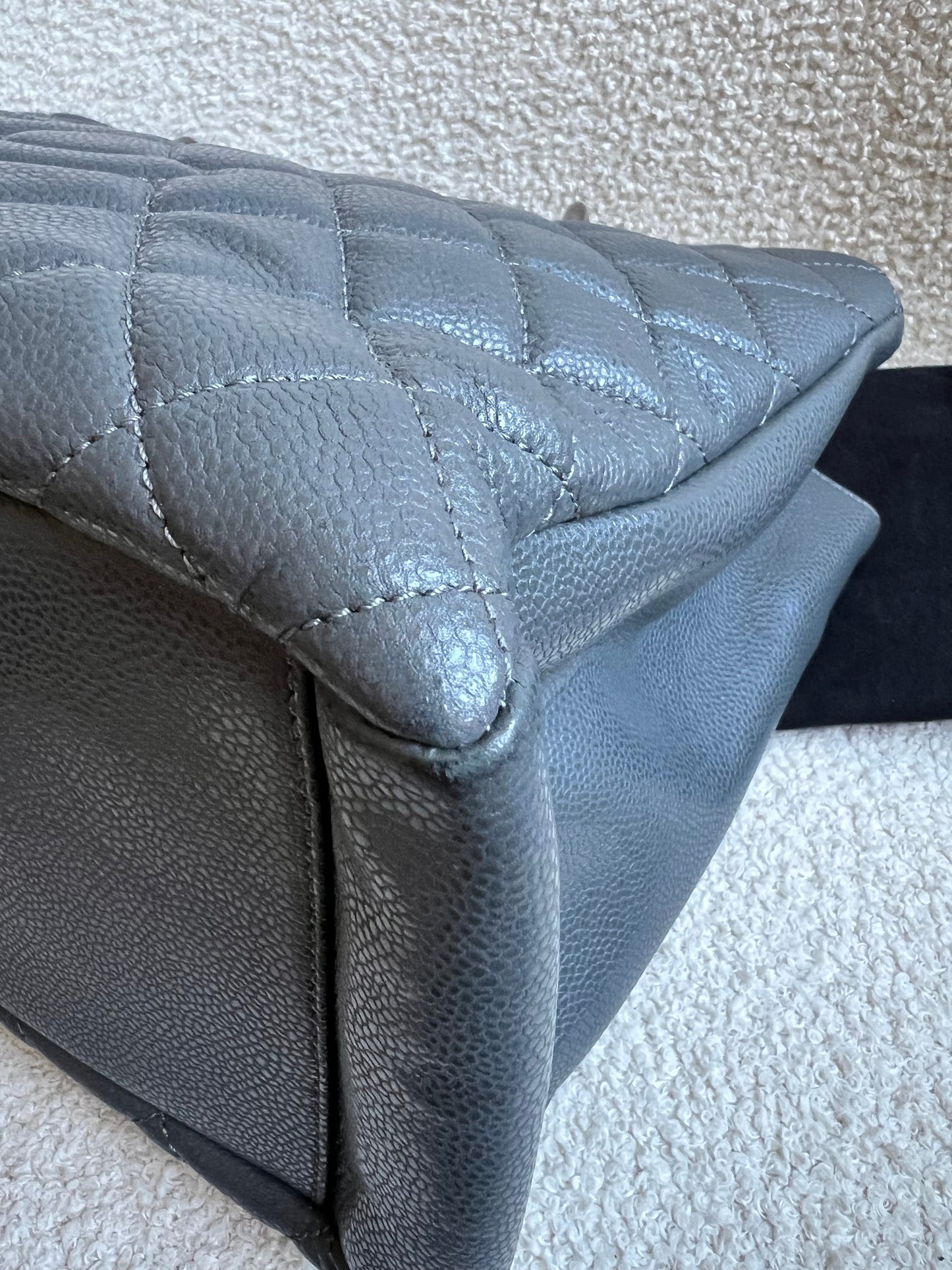 Chanel Grey Caviar Grand Shopper Tote (GST) Silver Hardware