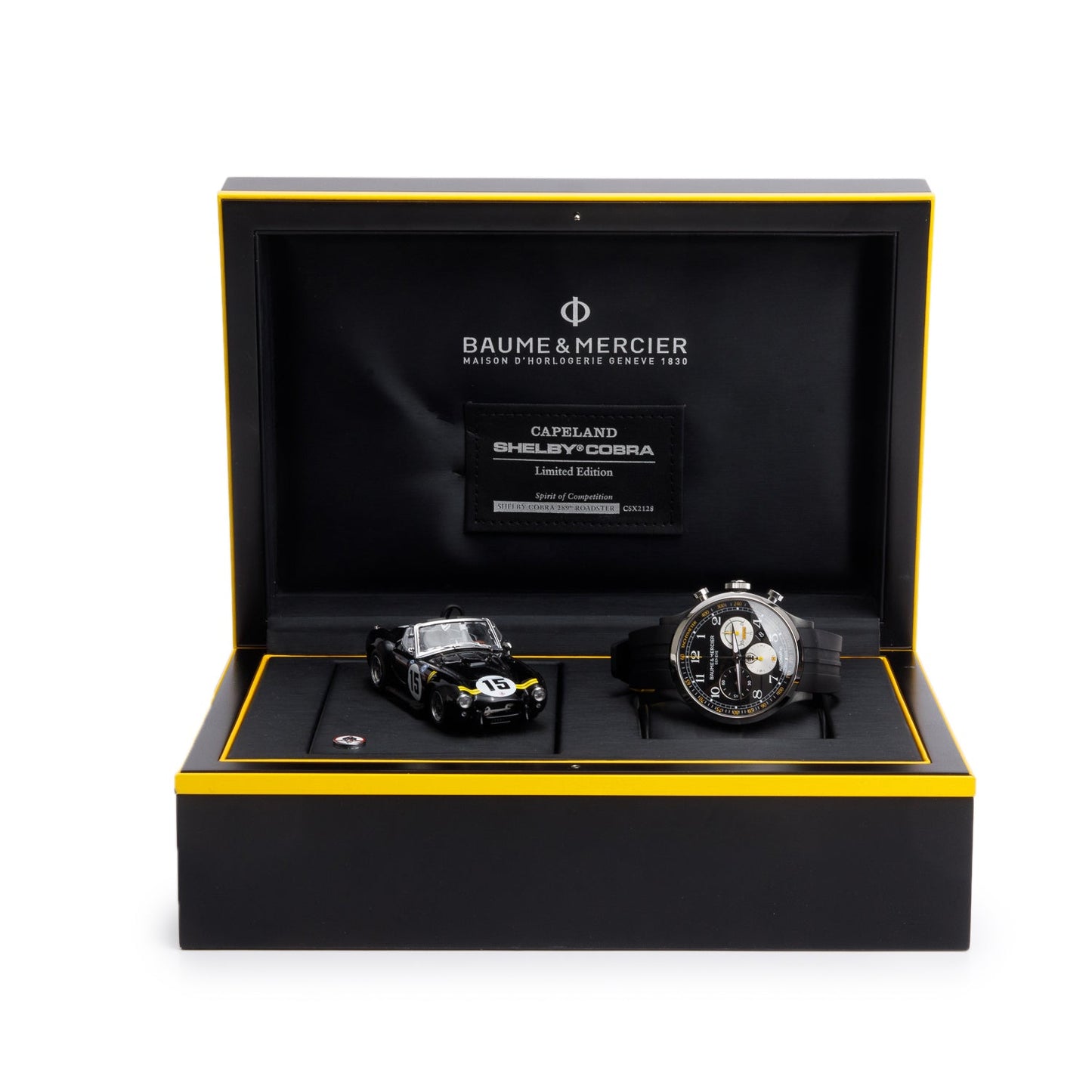 Baume & Mercier Stainless Steel Limited Edition Shelby Cobra Capeland 44 MM Automatic Chronograph Watch Black Dial MOA10281 w/ Box & Papers