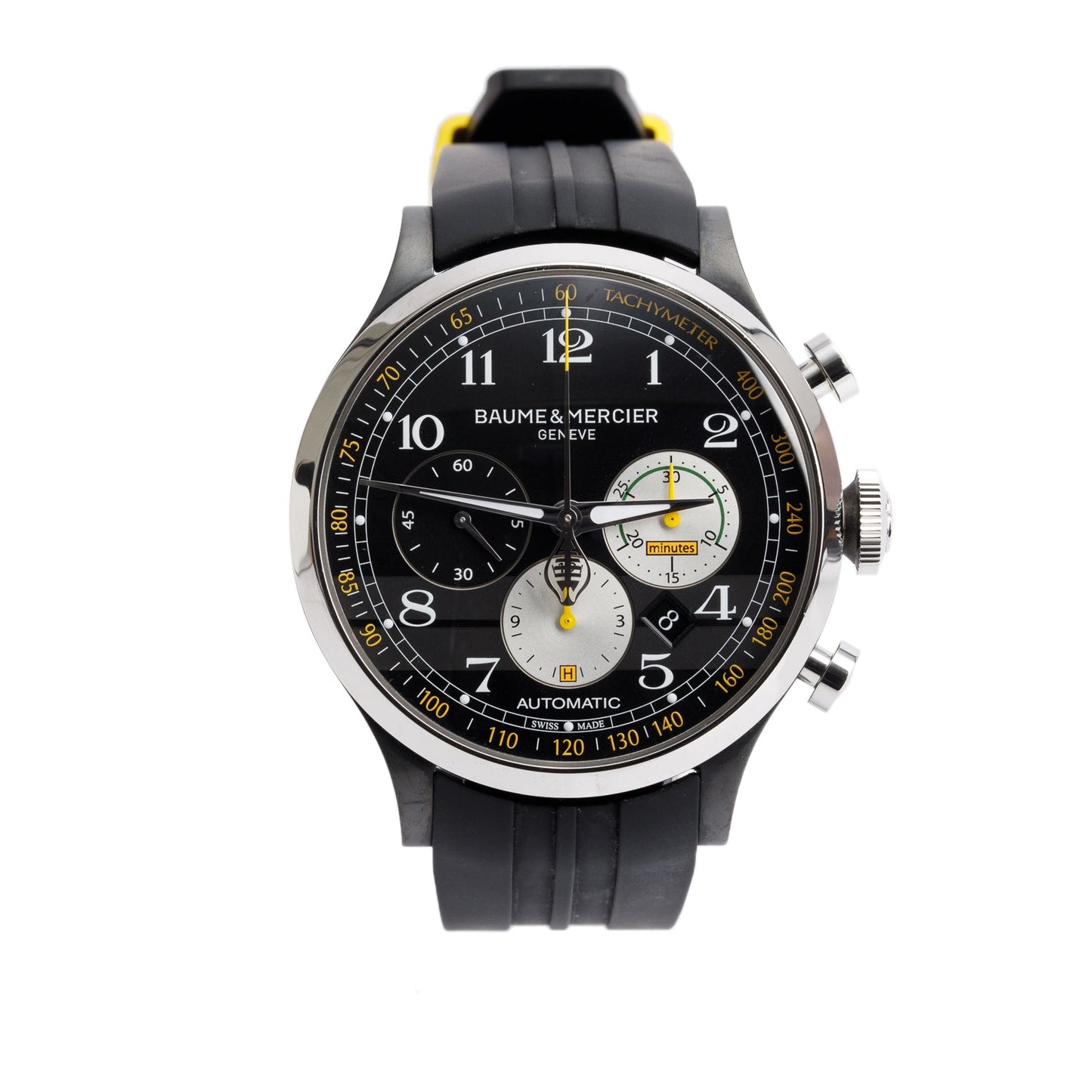 Baume & Mercier Stainless Steel Limited Edition Shelby Cobra Capeland 44 MM Automatic Chronograph Watch Black Dial MOA10281 w/ Box & Papers