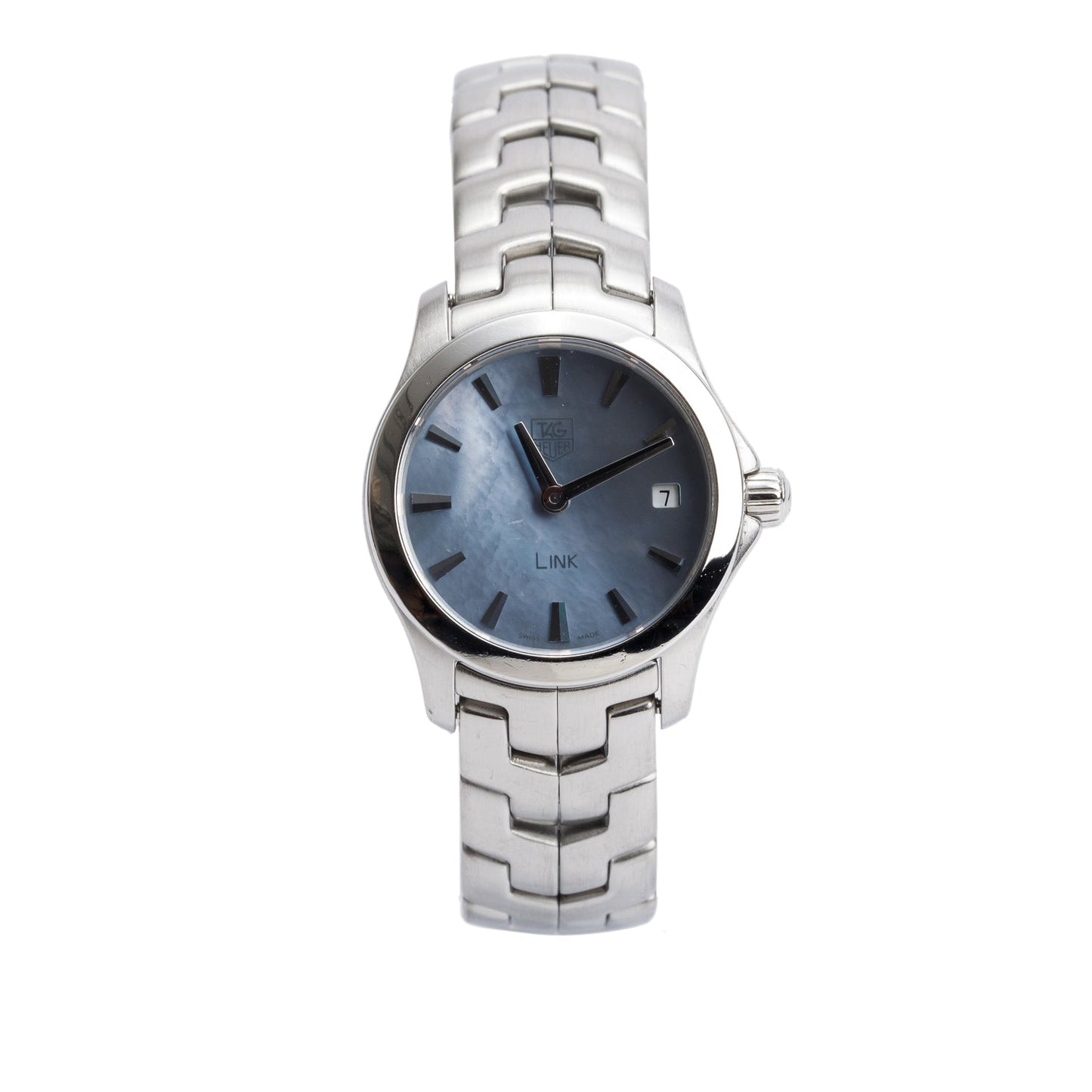 Tag Heuer Stainless Steel Link 24 MM Quartz Watch Blue Mother of Pearl Dial WJF1411