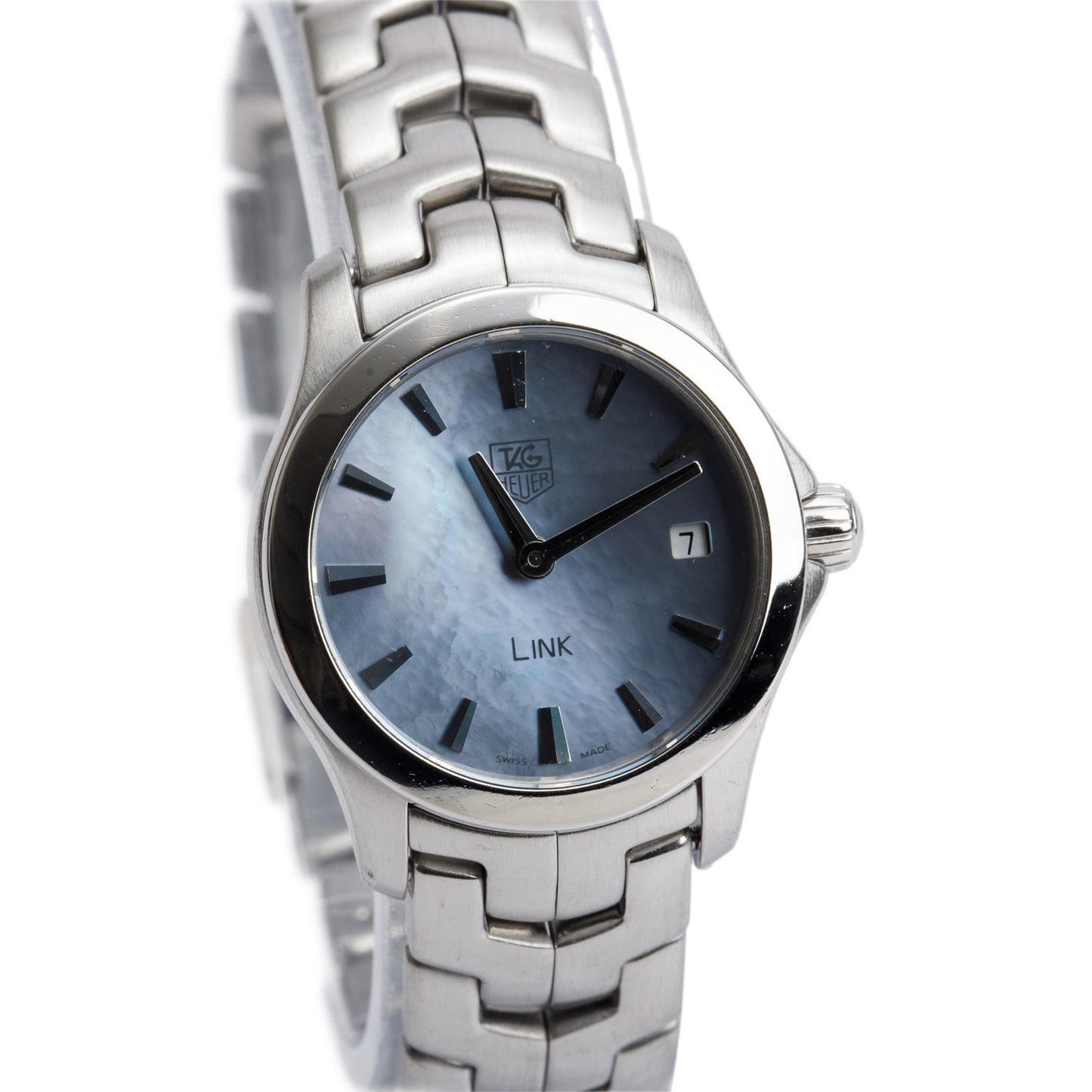 Tag Heuer Stainless Steel Link 24 MM Quartz Watch Blue Mother of Pearl Dial WJF1411