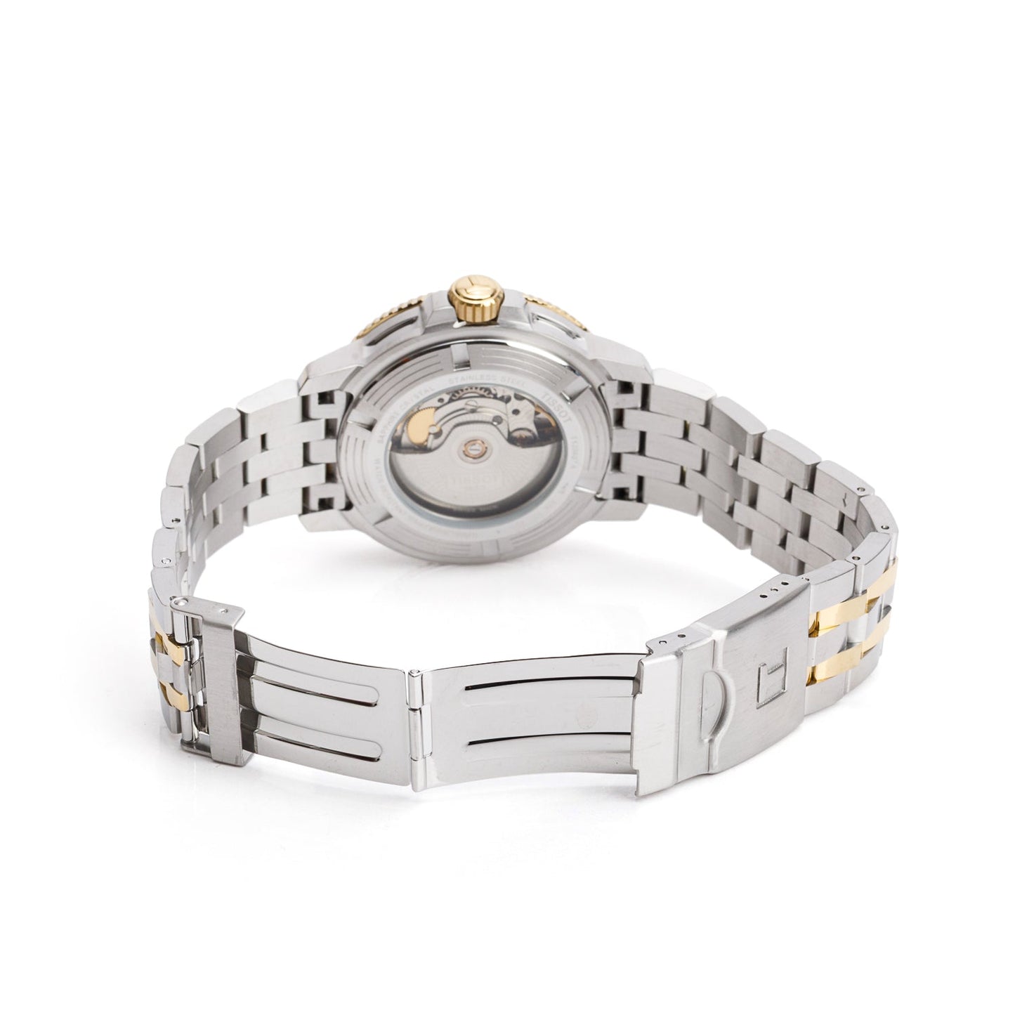 Tissot Stainless Steel & Gold Plated Seastar 1000 40 MM Automatic Watch Black Dial w/ Box