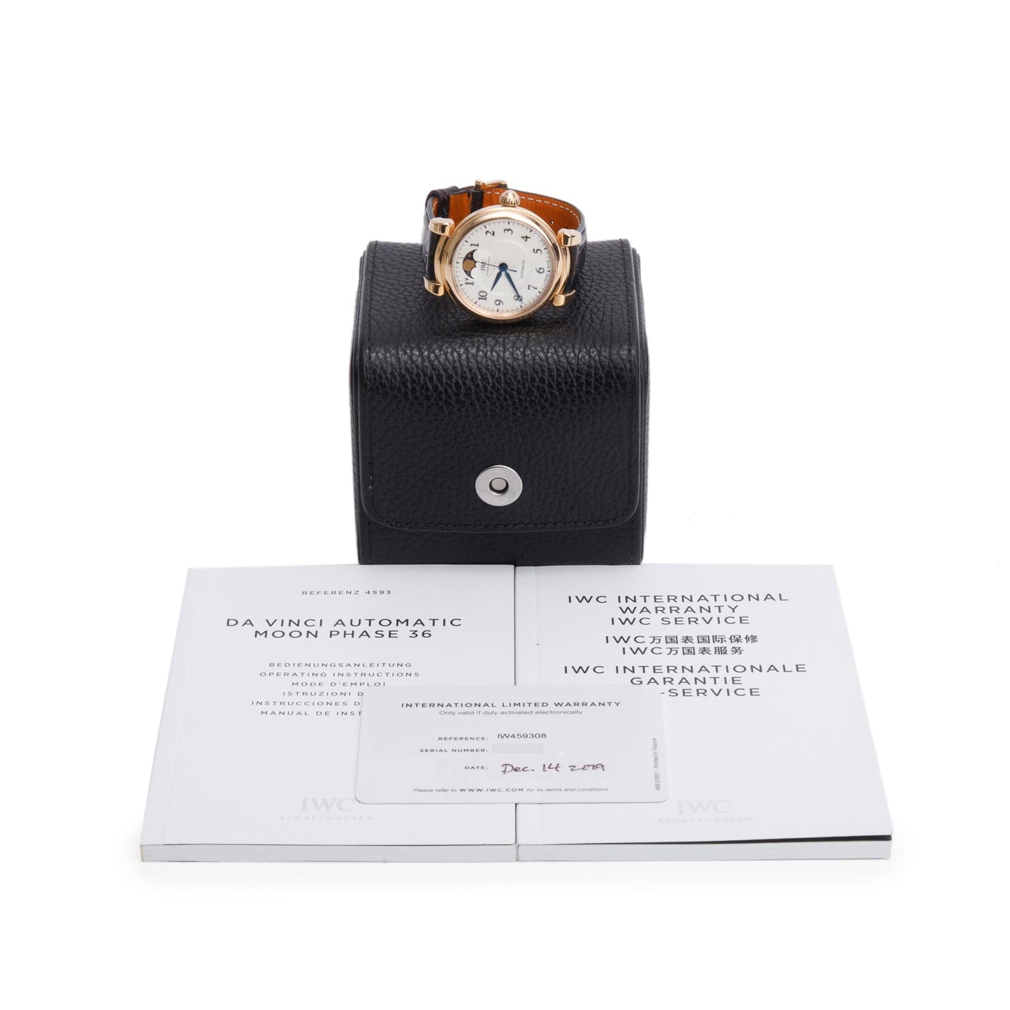 IWC 18k Rose Gold Da Vinci Moonphase 36 MM Automatic Watch IW459308 w/ Box & Papers