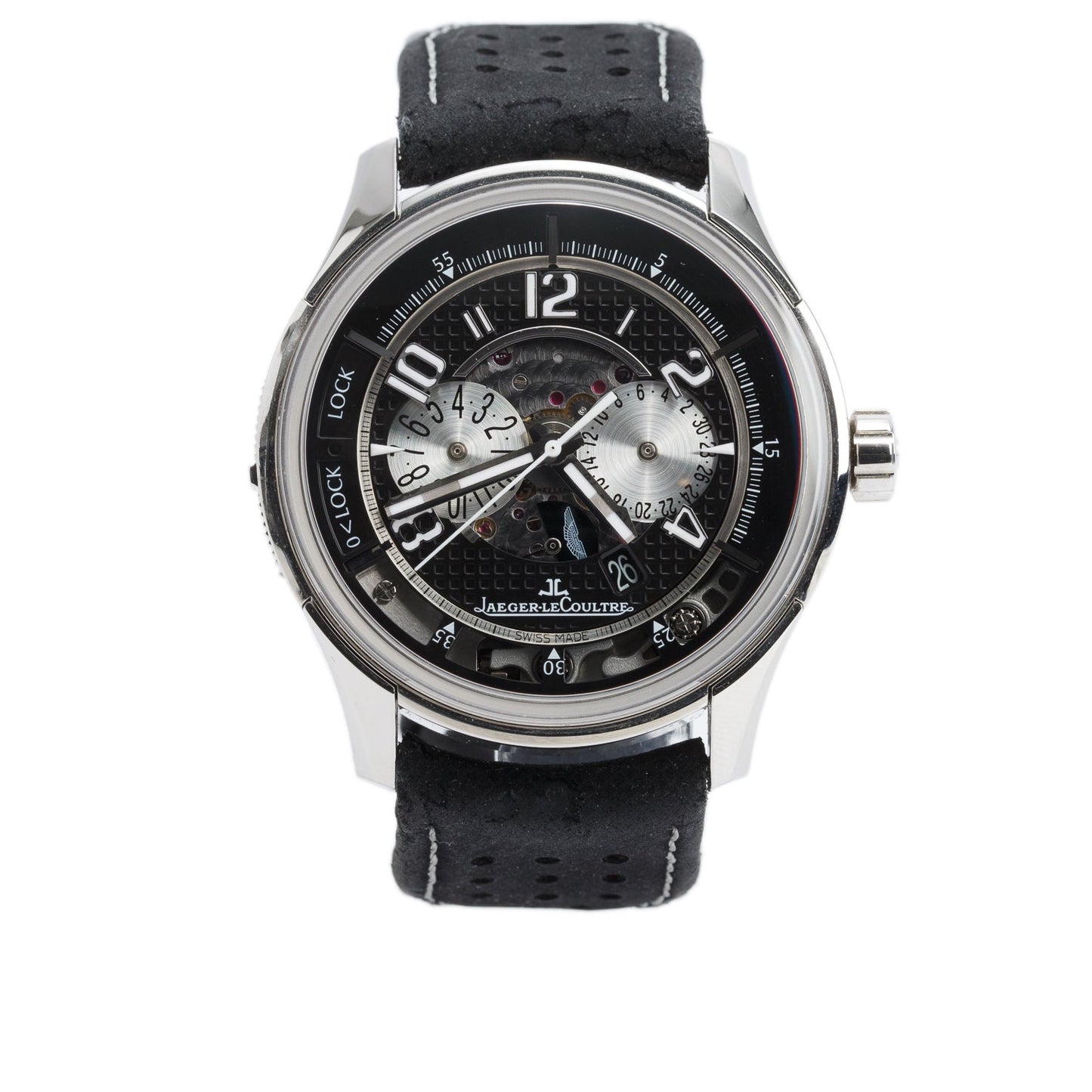 Jaeger LeCoultre AMVOX2 Stainless Steel Limited Edition Aston Martin 44 MM Automatic Chronograph DBS Watch w/ Box & Papers