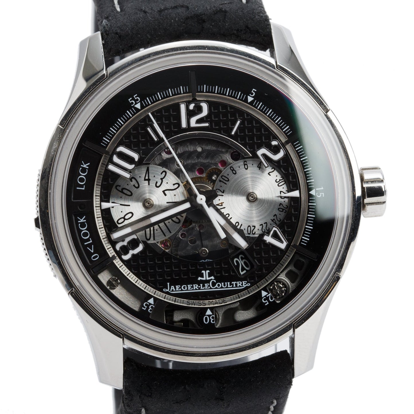 Jaeger LeCoultre AMVOX2 Stainless Steel Limited Edition Aston Martin 44 MM Automatic Chronograph DBS Watch w/ Box & Papers