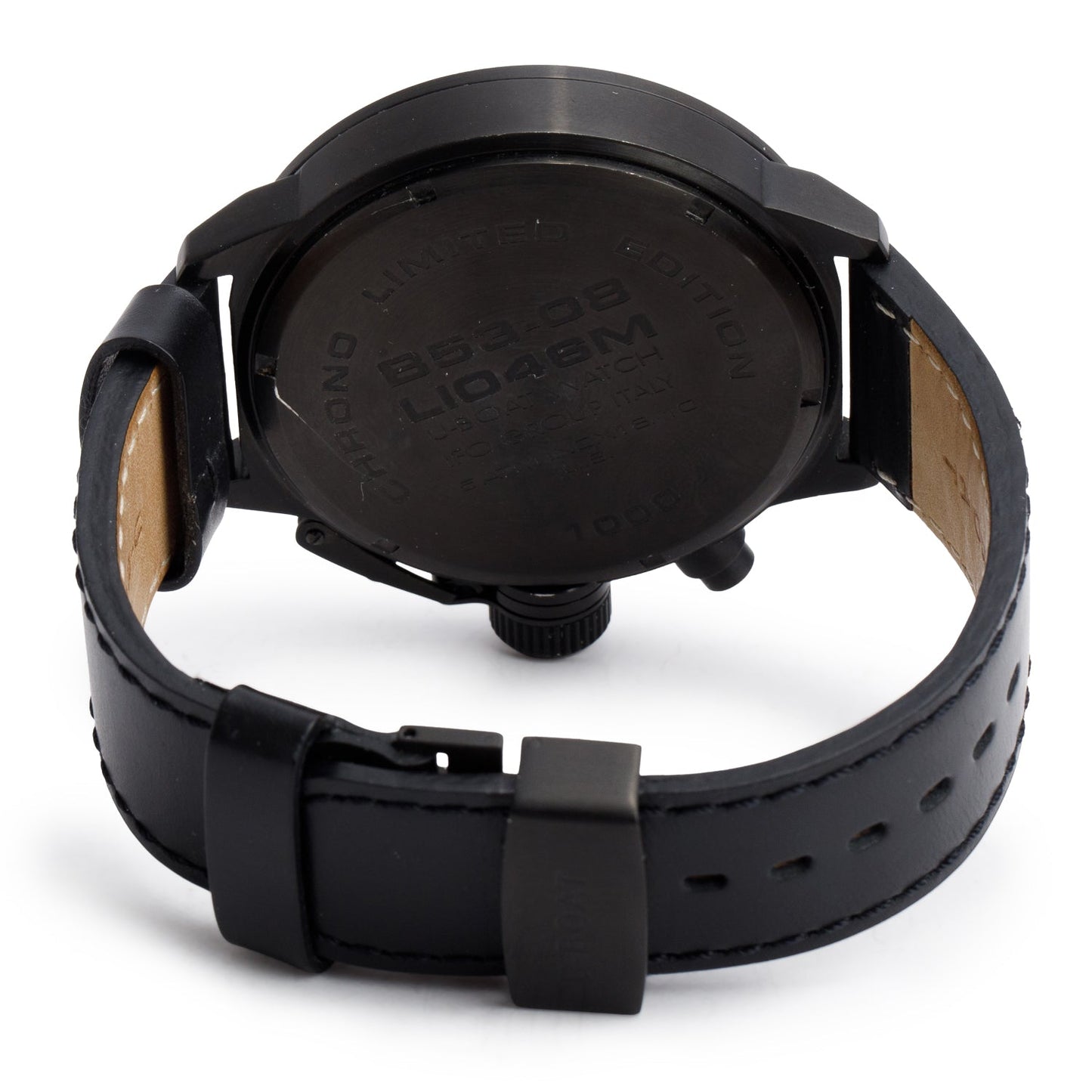 U-Boat Limited Edition Black PVD Stainless Steel Left Hook 53 MM Chronograph Quartz Watch Black Dial B53-08 w/ Box
