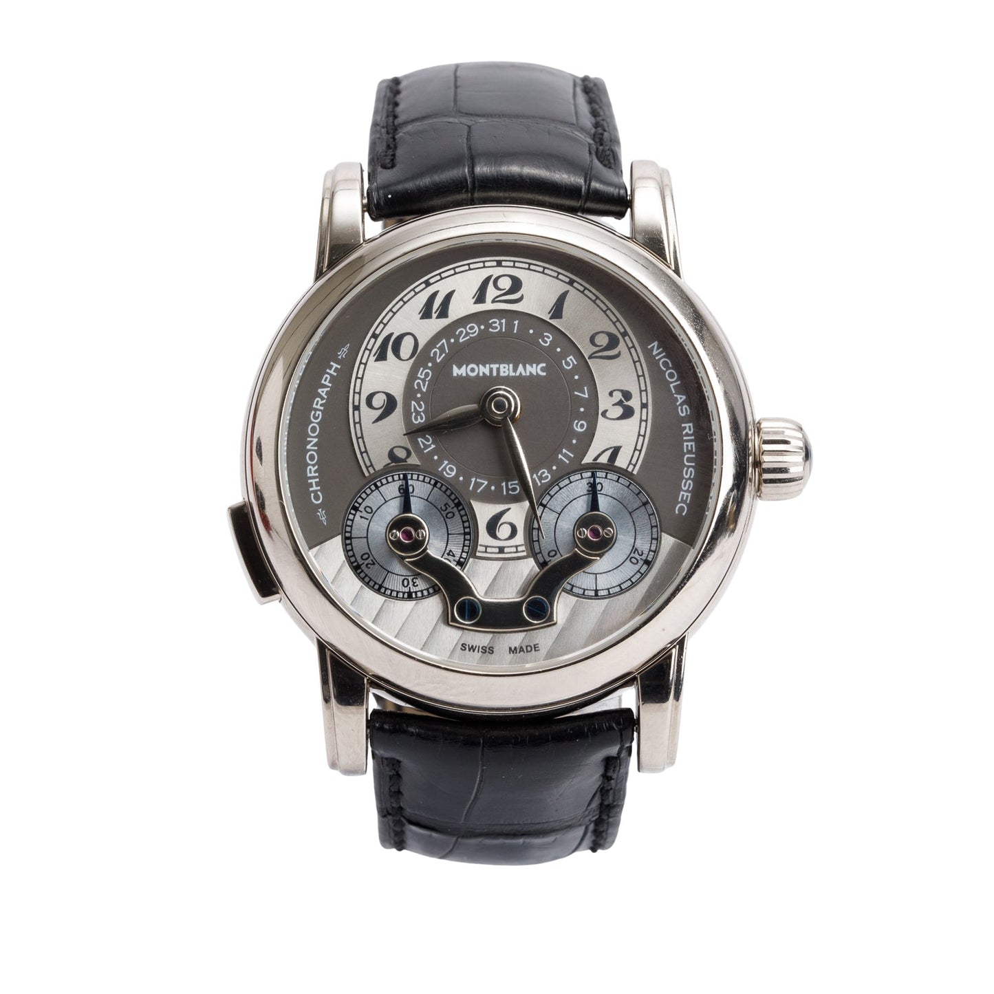 Montblanc 2022 Limited Edition 18k White Gold Nicolas Rieussec 43 MM Chronograph Automatic Watch Silver/Grey Dial 102333 w/ Papers