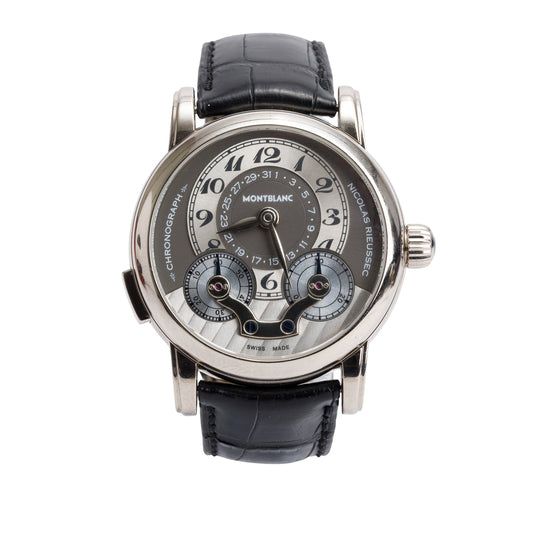 Montblanc 2022 Limited Edition 18k White Gold Nicolas Rieussec 43 MM Chronograph Automatic Watch Silver/Grey Dial 102333 w/ Papers
