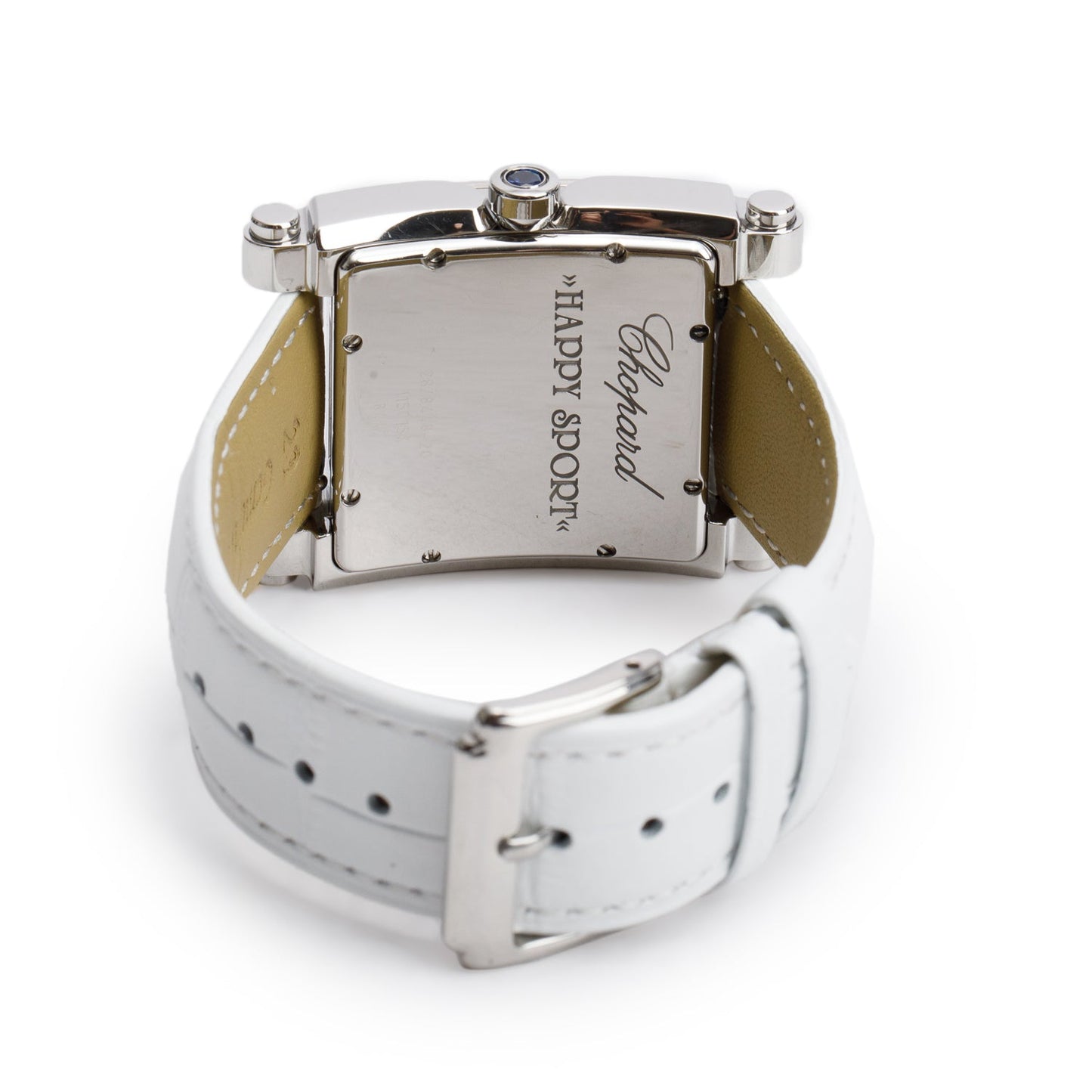 Chopard Stainless Steel Diamond Bezel Happy Sport Square 35 MM Quartz Watch Diamond Mother of Pearl Dial