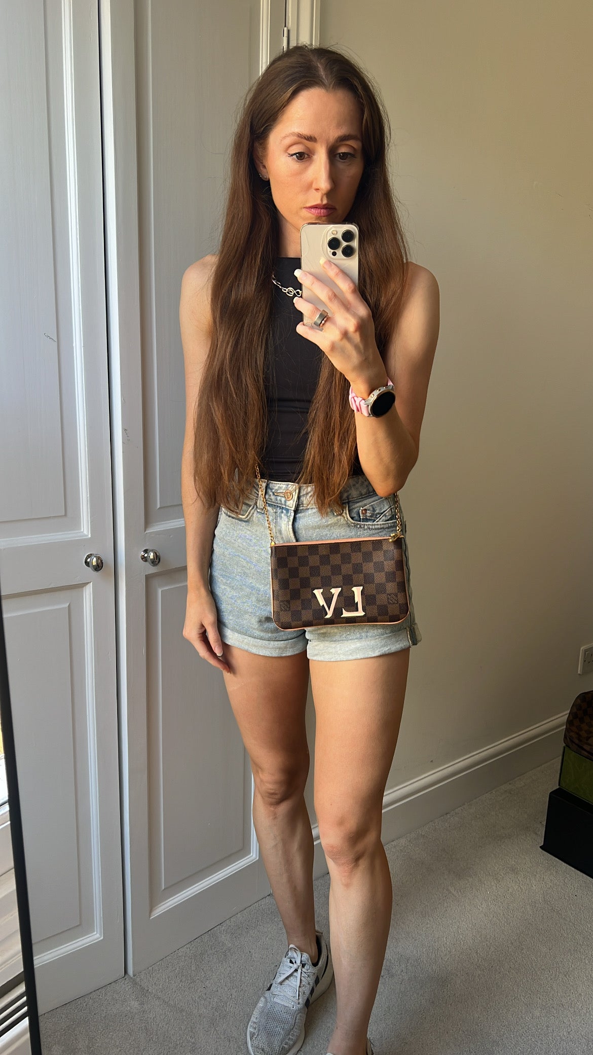 Louis Vuitton “LV” Double Pochette Damier Ebene