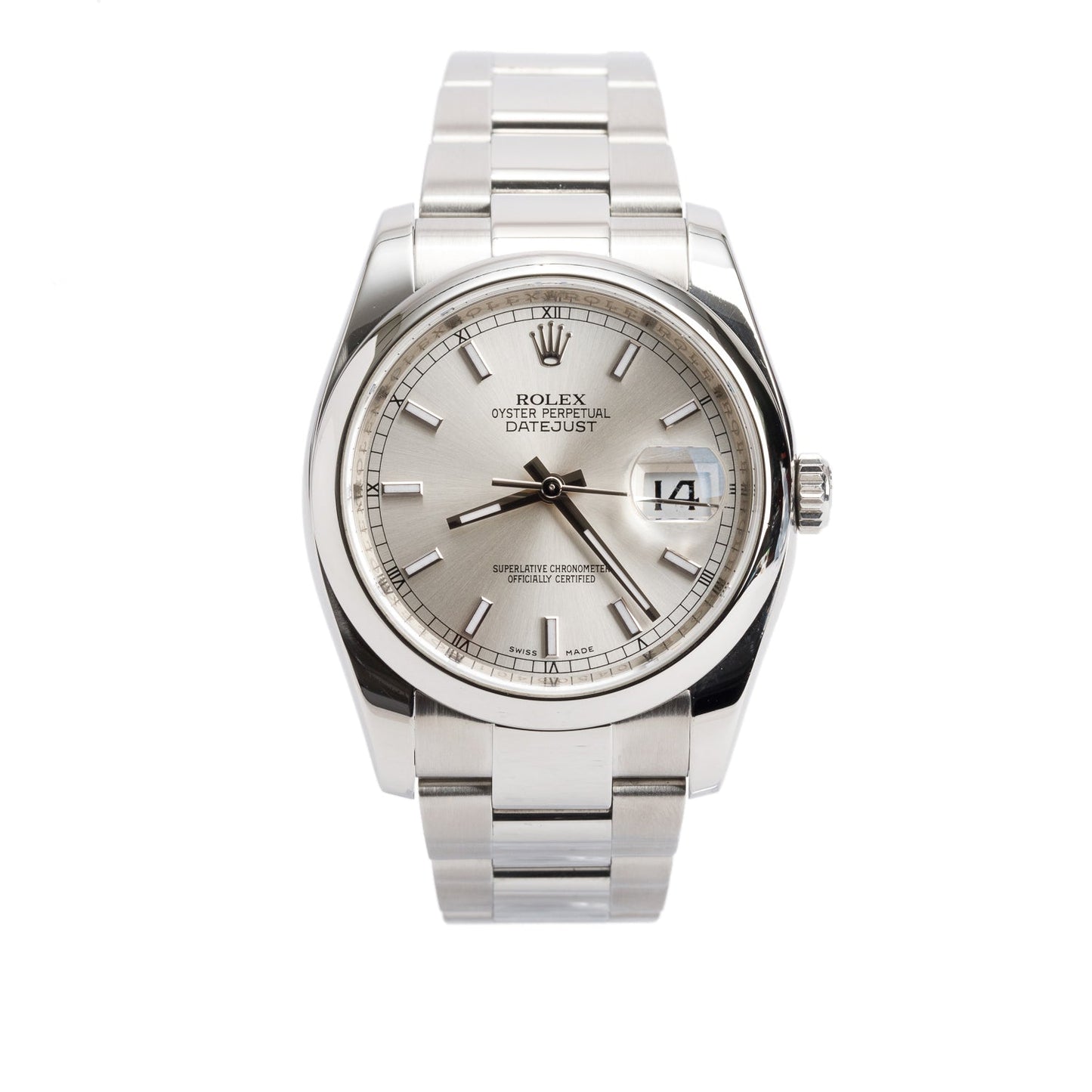 Rolex Stainless Steel Datejust 36 MM Automatic Watch Silver Dial 116234