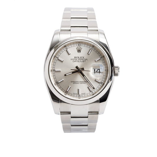 Rolex Stainless Steel Datejust 36 MM Automatic Watch Silver Dial 116234
