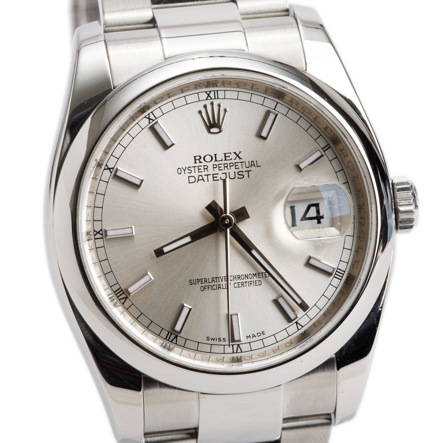 Rolex Stainless Steel Datejust 36 MM Automatic Watch Silver Dial 116234