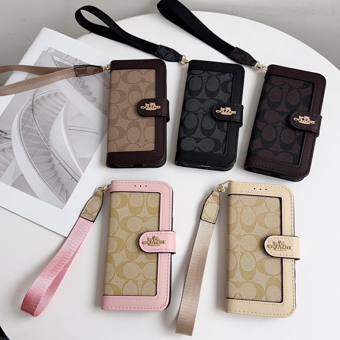 CH Classic Leather Pattern Wallet iPhone Case