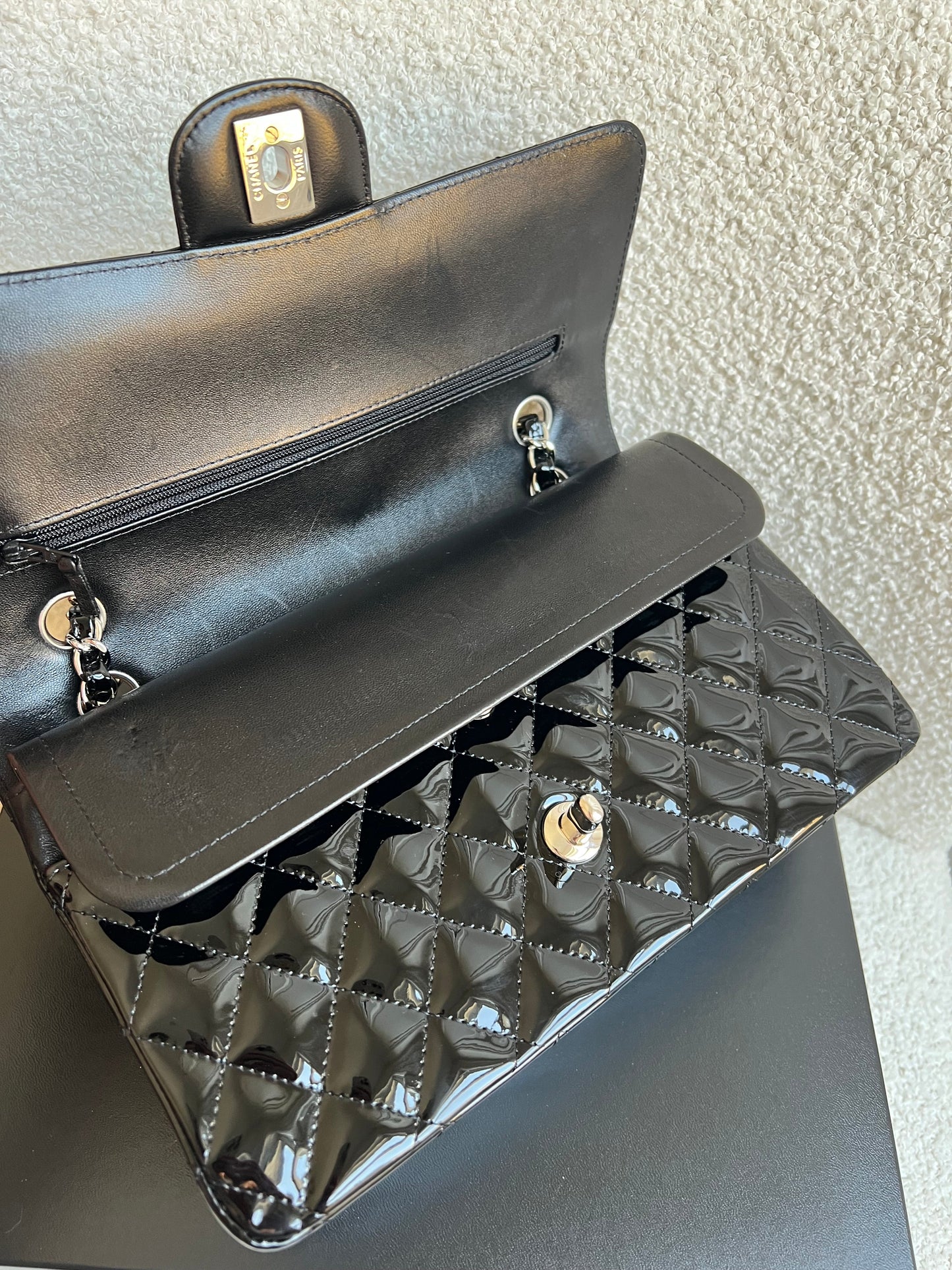 Chanel Medium Classic Flap in Black Patent Leather