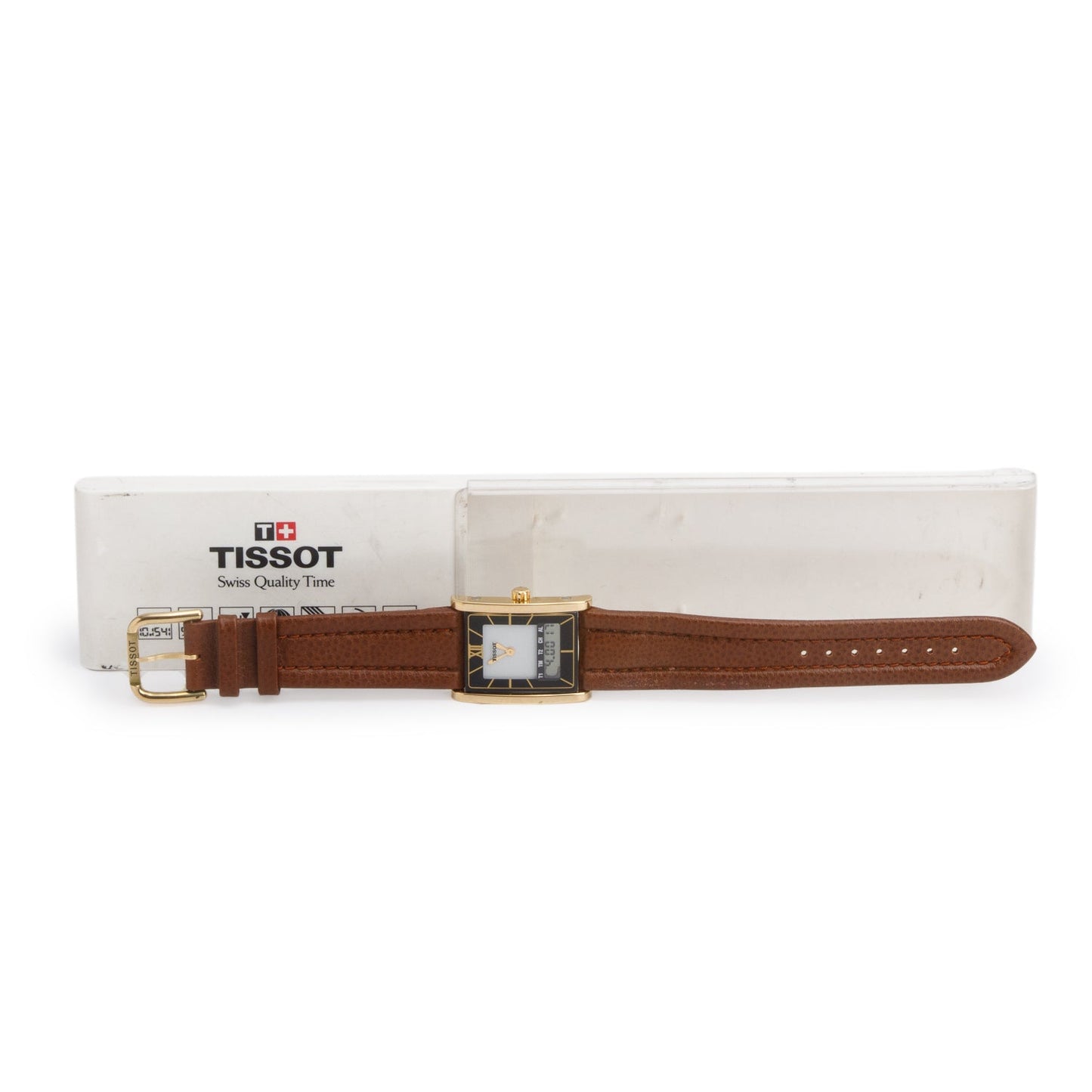 Tissot Vintage Gold-Plated Stainless Steel D377 Two-Timer Analogue Digital Watch w/ Case