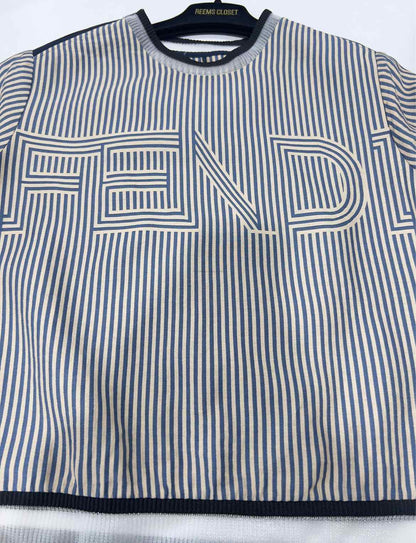 FENDI Jersey Black & Beige Logo Size US 2 Top