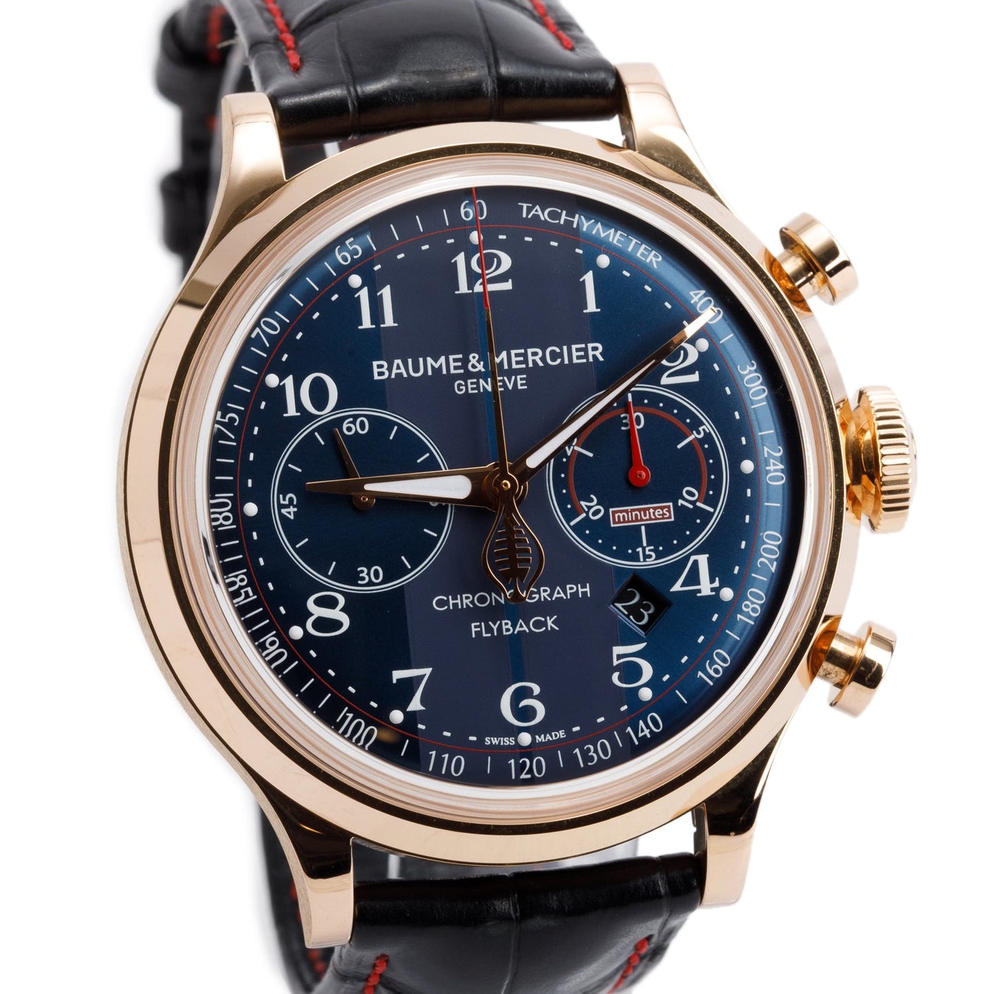 Baume & Mercier 18k Rose Gold Limited Edition Shelby Cobra Capeland 44 MM Automatic Chronograph Watch Blue Dial MOA10233 w/ Box & Papers