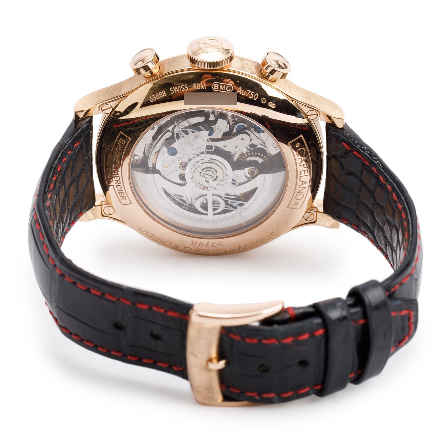 Baume & Mercier 18k Rose Gold Limited Edition Shelby Cobra Capeland 44 MM Automatic Chronograph Watch Blue Dial MOA10233 w/ Box & Papers
