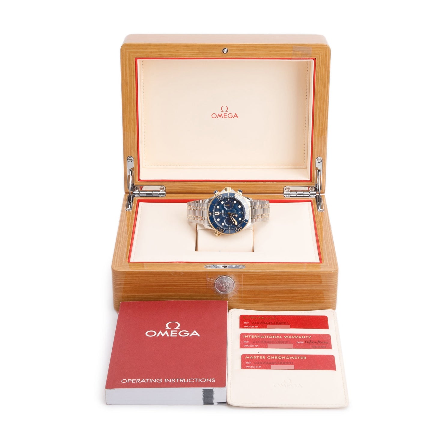 Omega 2022 Stainless Steel & 18k Yellow Gold Seamaster Diver 300M Co-Axial Master Chronometer 44 MM Automatic Chronograph Watch Blue Dial w/ Box & Papers