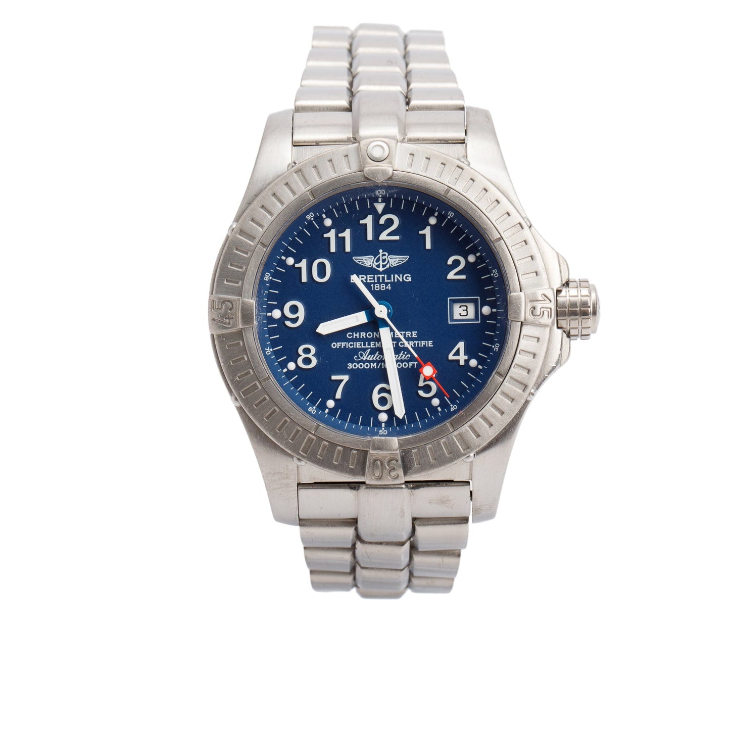 Breitling Titanium Avenger Seawolf 44 MM Automatic Watch Blue Dial E17370 w/ Box