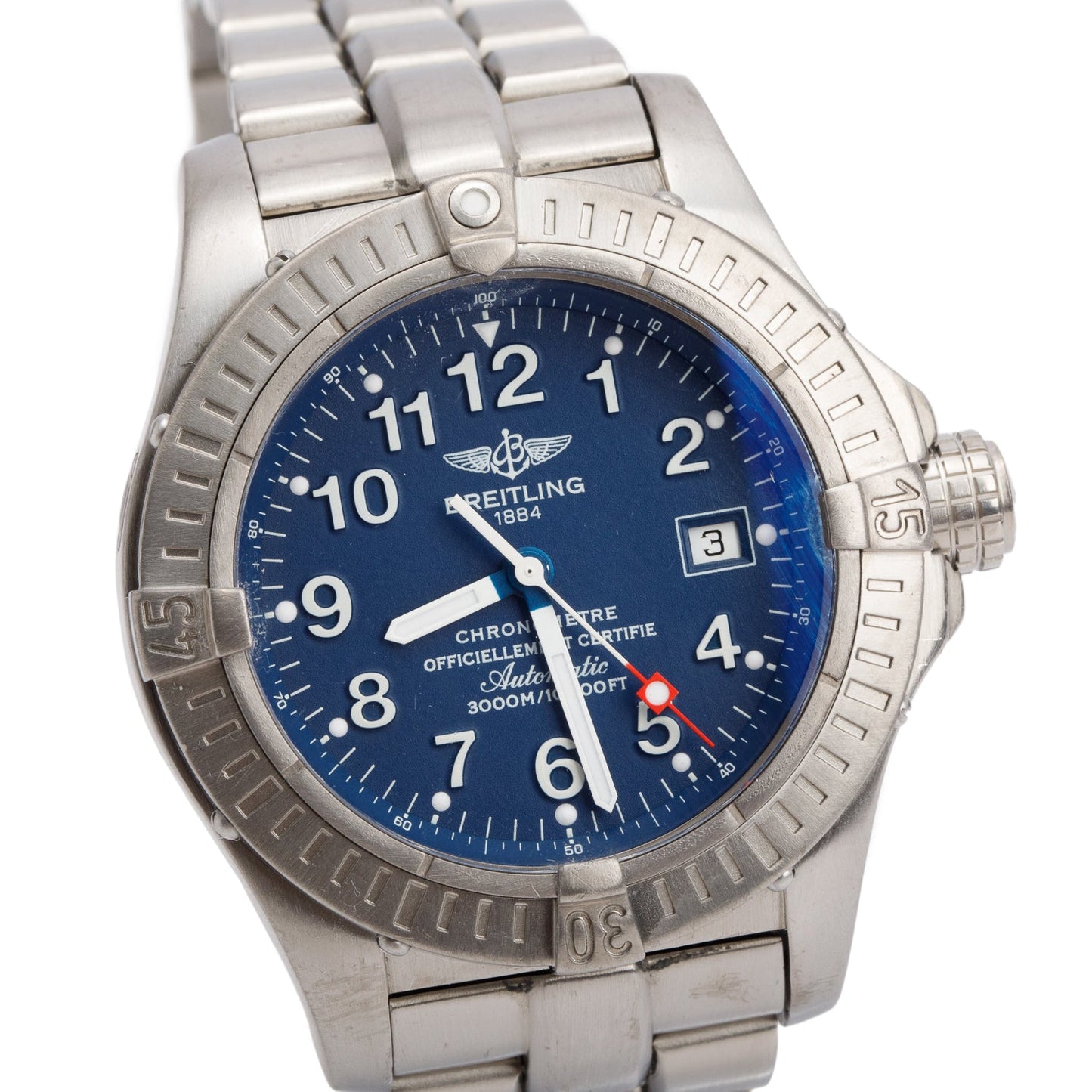 Breitling Titanium Avenger Seawolf 44 MM Automatic Watch Blue Dial E17370 w/ Box