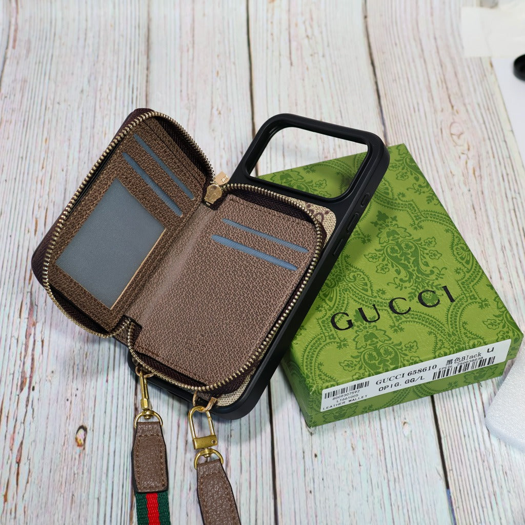 Designer Crossbody Zipped iPhone Case