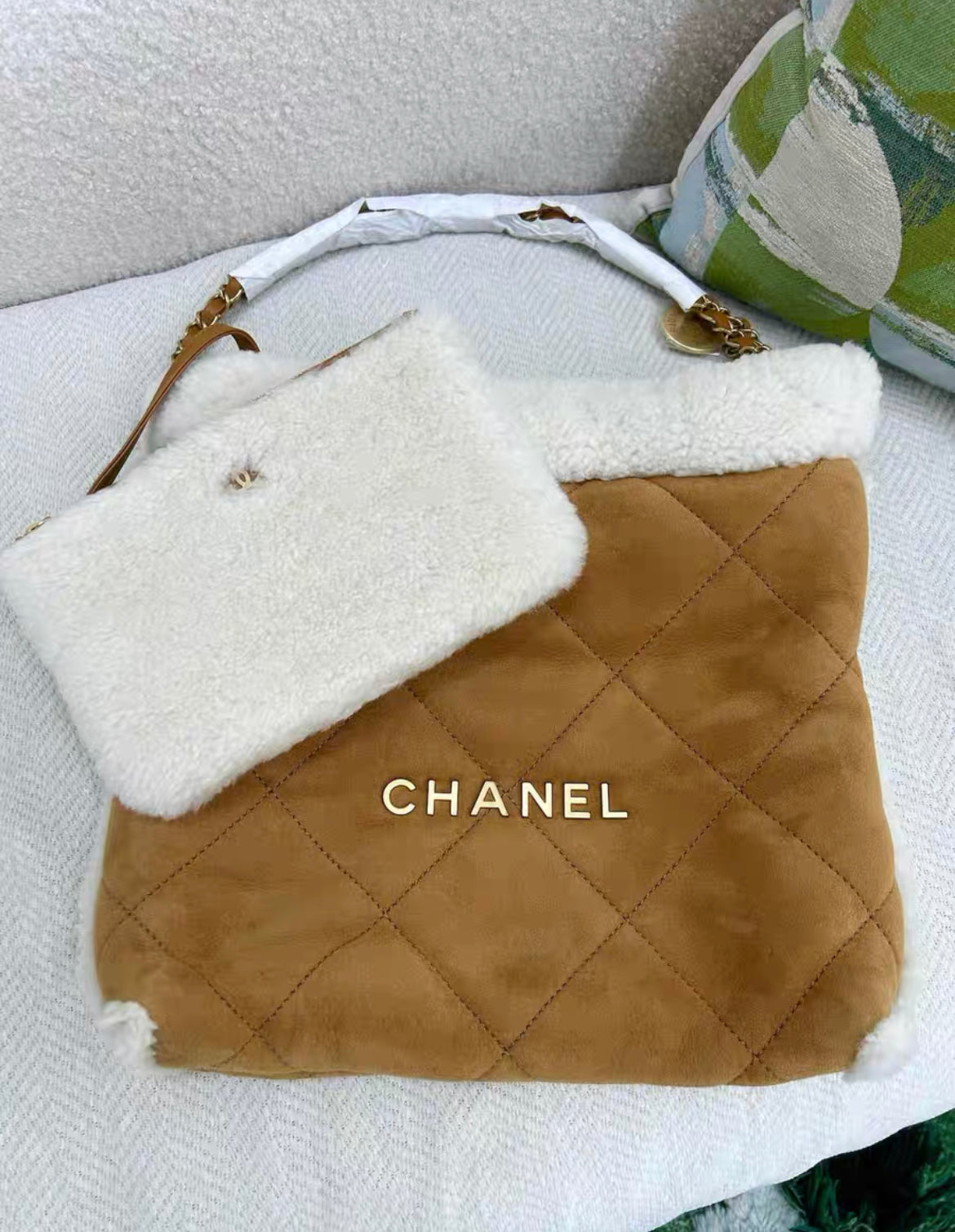 Chanel 23B 22 Shearling Hobo Bag