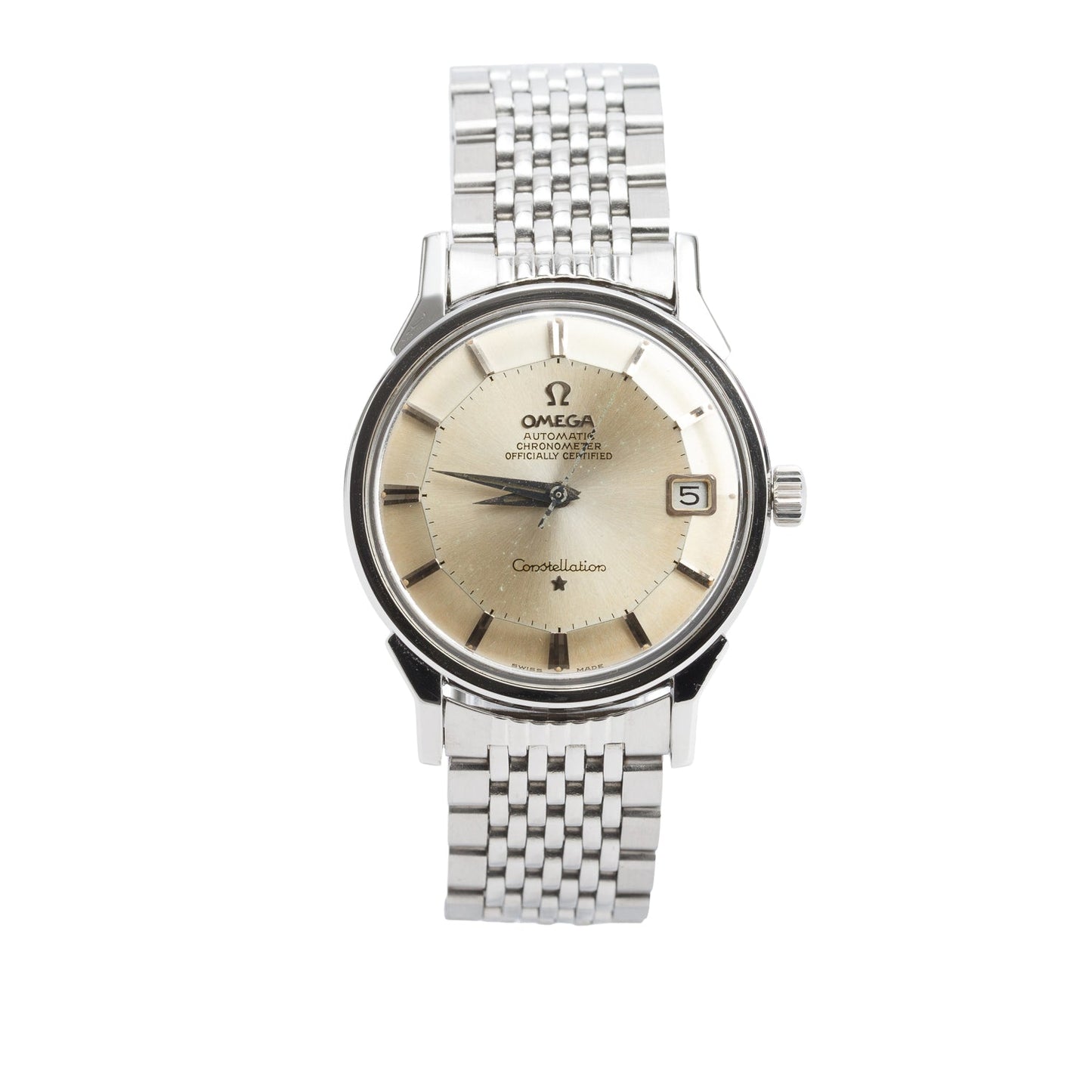 Omega Vintage Stainless Steel Constellation 34 MM Automatic Watch Pie-Pan Dial