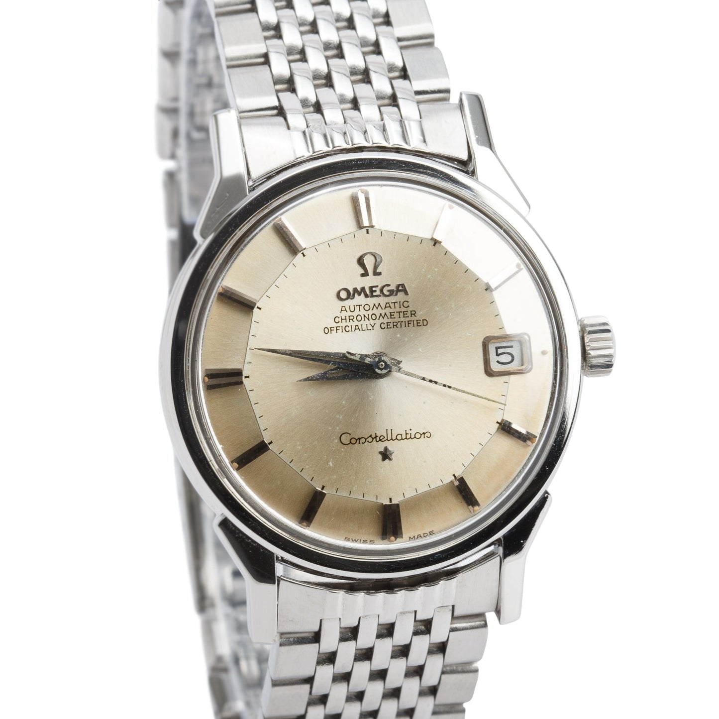 Omega Vintage Stainless Steel Constellation 34 MM Automatic Watch Pie-Pan Dial