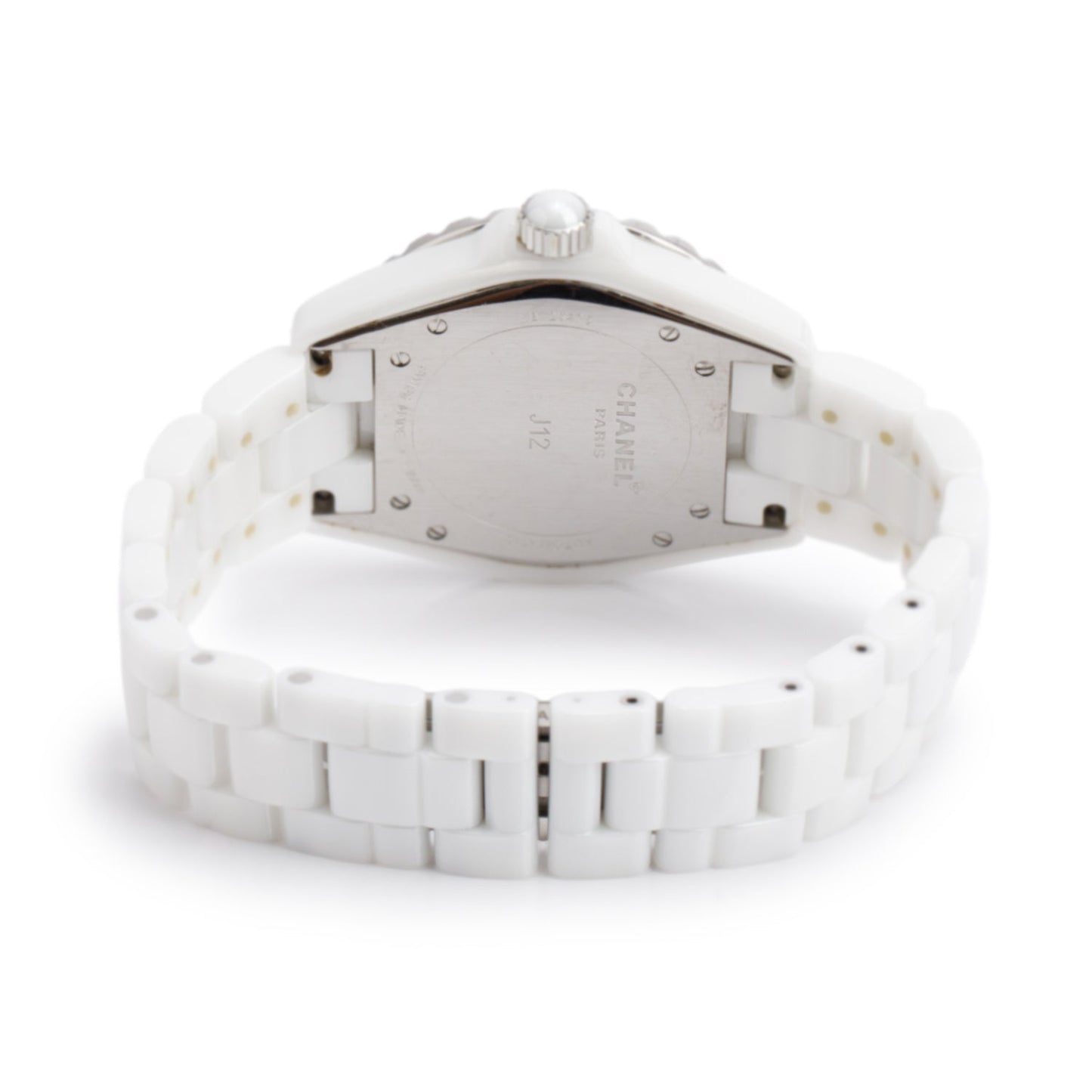 Chanel Stainless Steel & White Ceramic Diamond Bezel J12 42 MM Automatic Watch White Diamond Dial