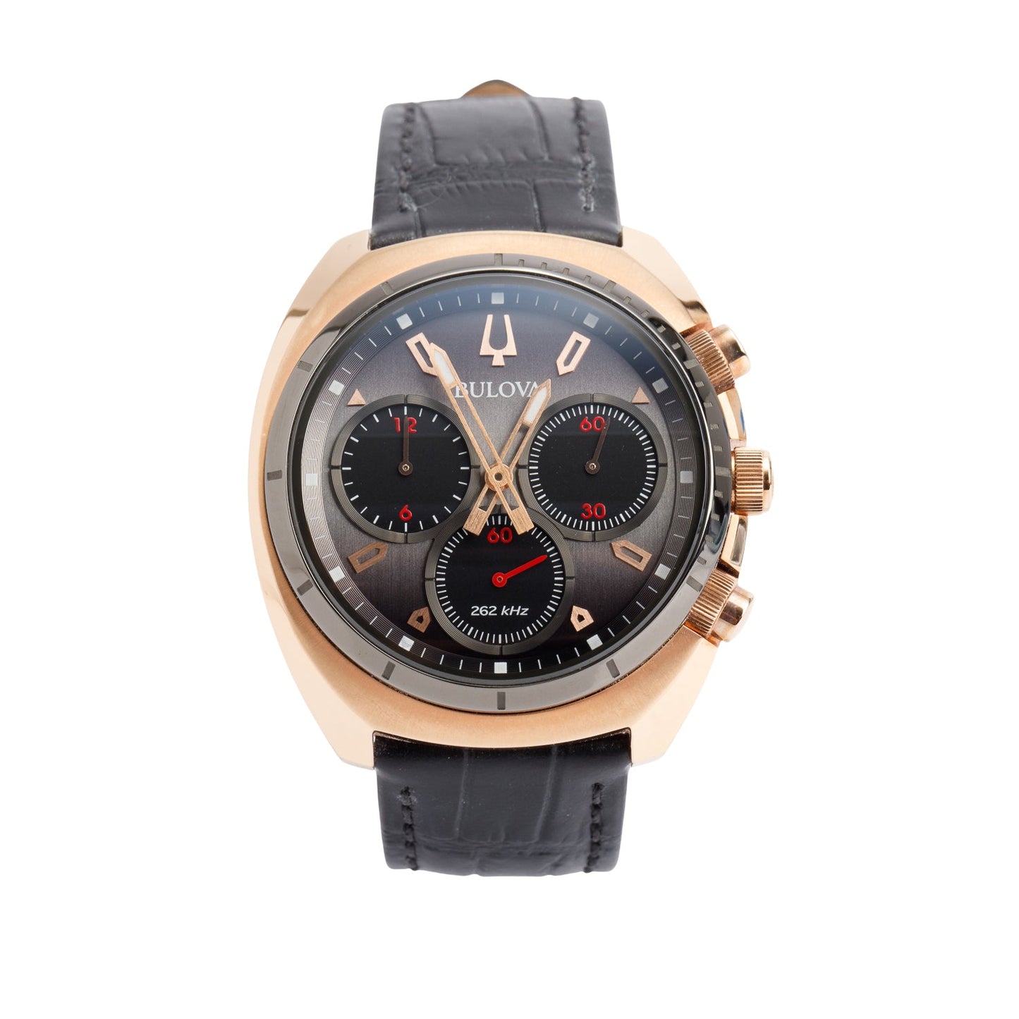 Bulova Rose Gold Plated Stainless Steel Curv Collection 43 MM Chronograph Quartz Watch 98A156