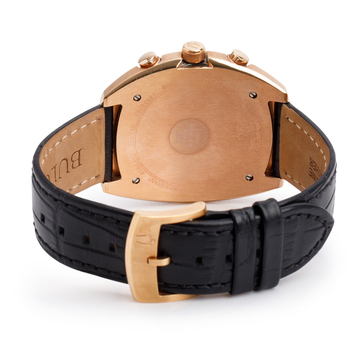 Bulova Rose Gold Plated Stainless Steel Curv Collection 43 MM Chronograph Quartz Watch 98A156