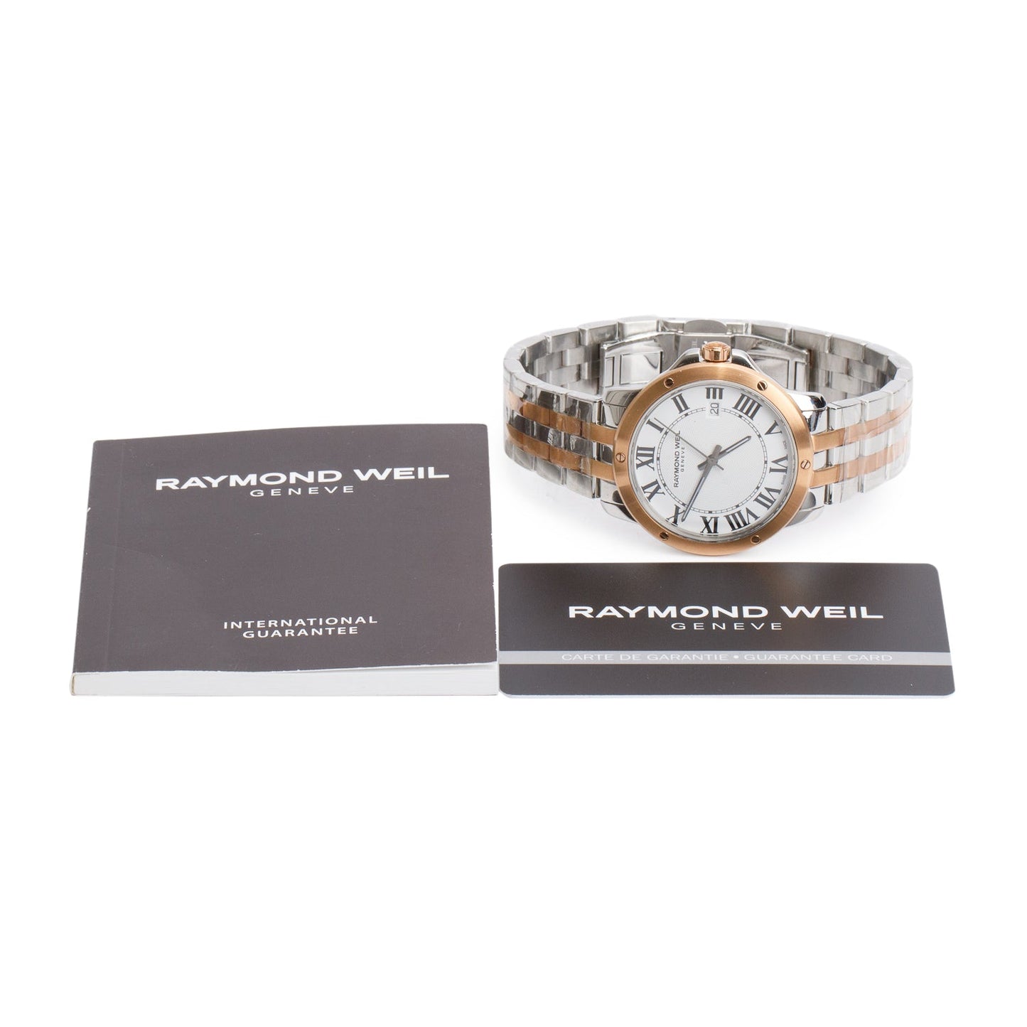 Raymond Weil Stainless Steel & Rose Gold Plated Steel Tango 39 MM Quartz Watch White Dial 5591