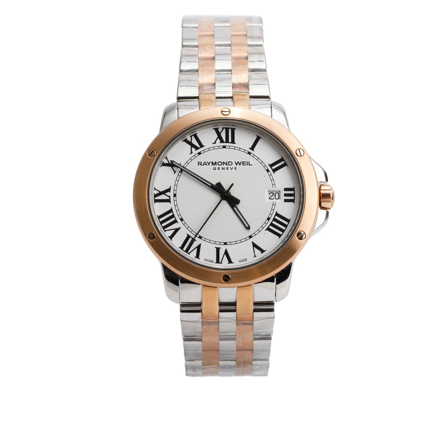 Raymond Weil Stainless Steel & Rose Gold Plated Steel Tango 39 MM Quartz Watch White Dial 5591