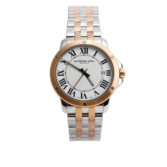 Raymond Weil Stainless Steel & Rose Gold Plated Steel Tango 39 MM Quartz Watch White Dial 5591