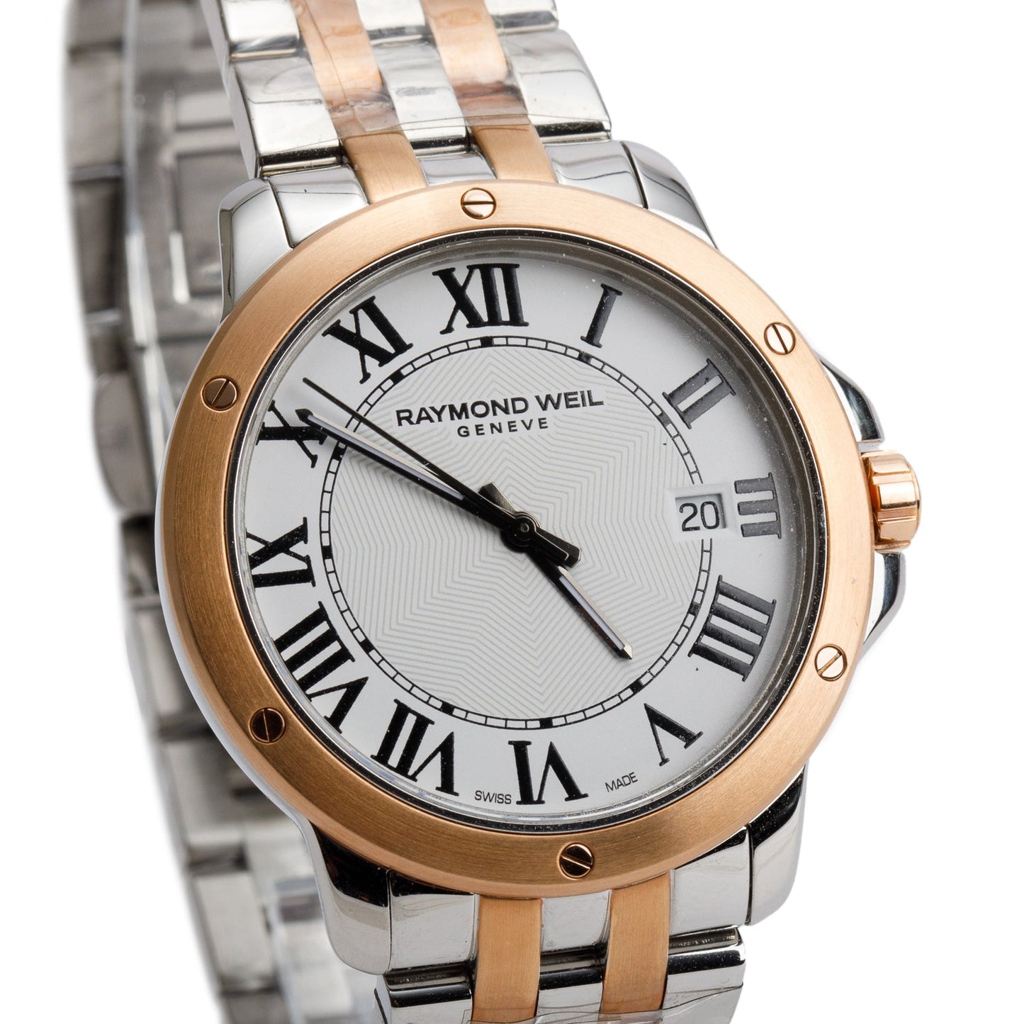 Raymond Weil Stainless Steel & Rose Gold Plated Steel Tango 39 MM Quartz Watch White Dial 5591